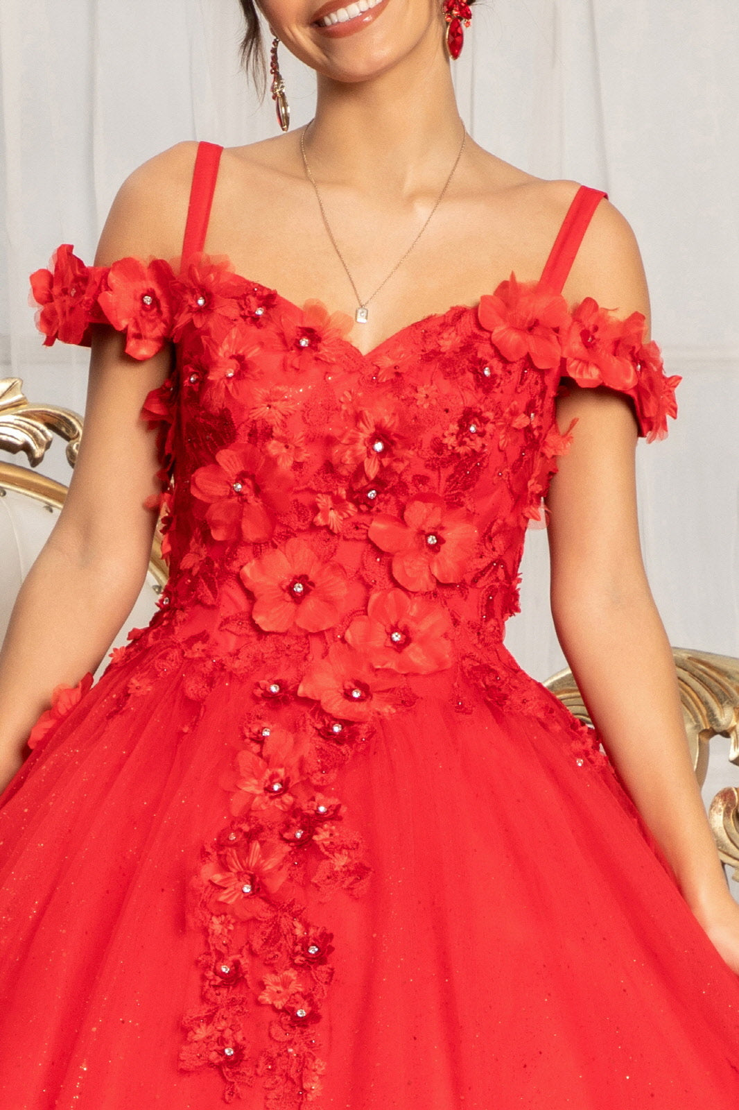 3D Floral Cold Shoulder Ball Gown by Elizabeth K GL1988 - product image 3