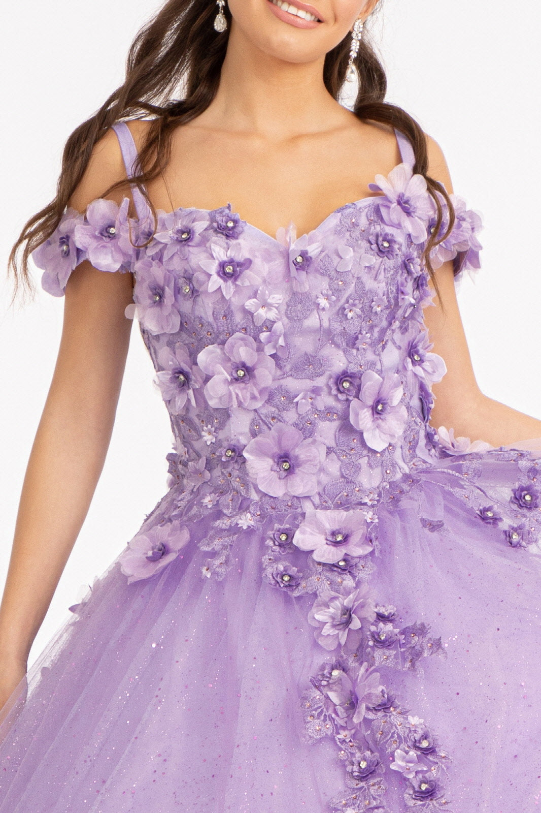 3D Floral Cold Shoulder Ball Gown by Elizabeth K GL1988 - product image 7