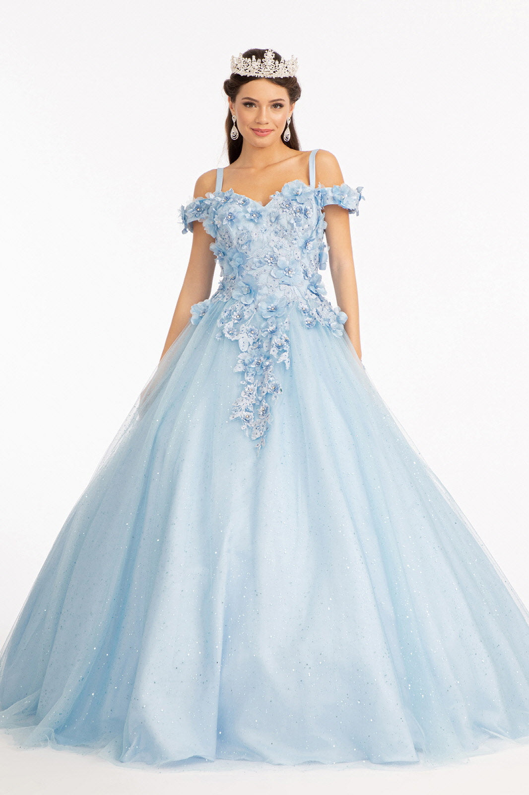 3D Floral Cold Shoulder Ball Gown by Elizabeth K GL1988 - product image 9