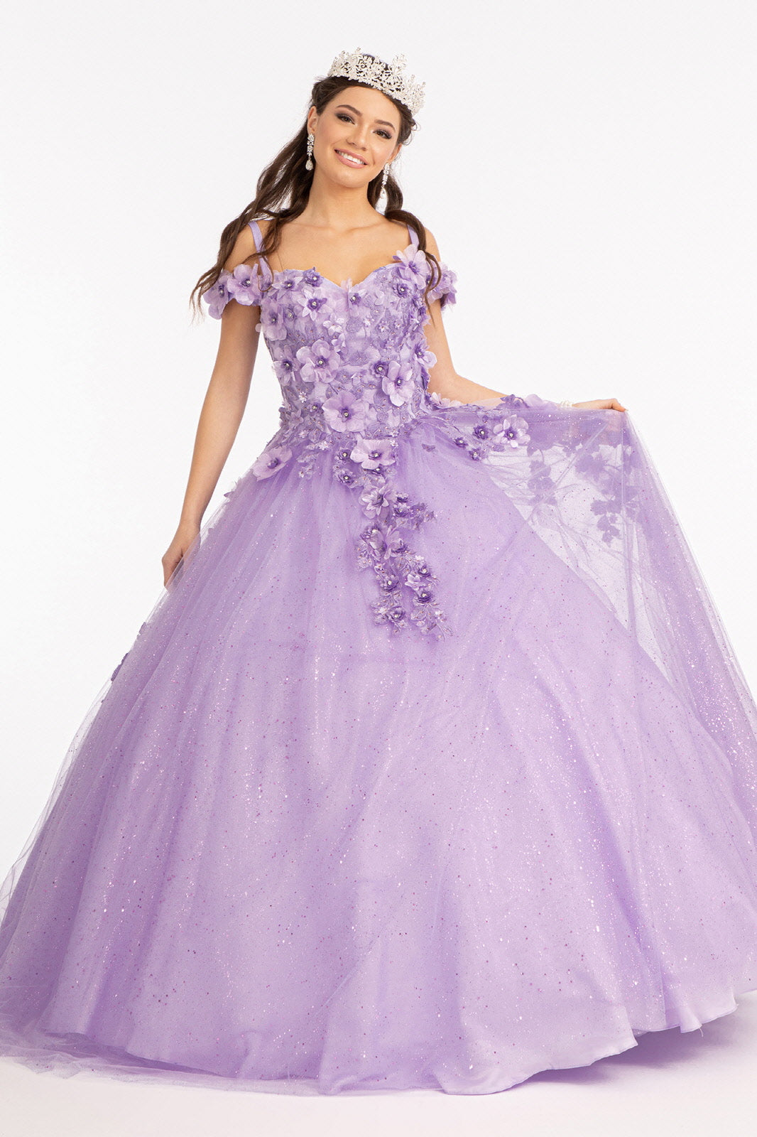 3D Floral Cold Shoulder Ball Gown by Elizabeth K GL1988 - product image 5