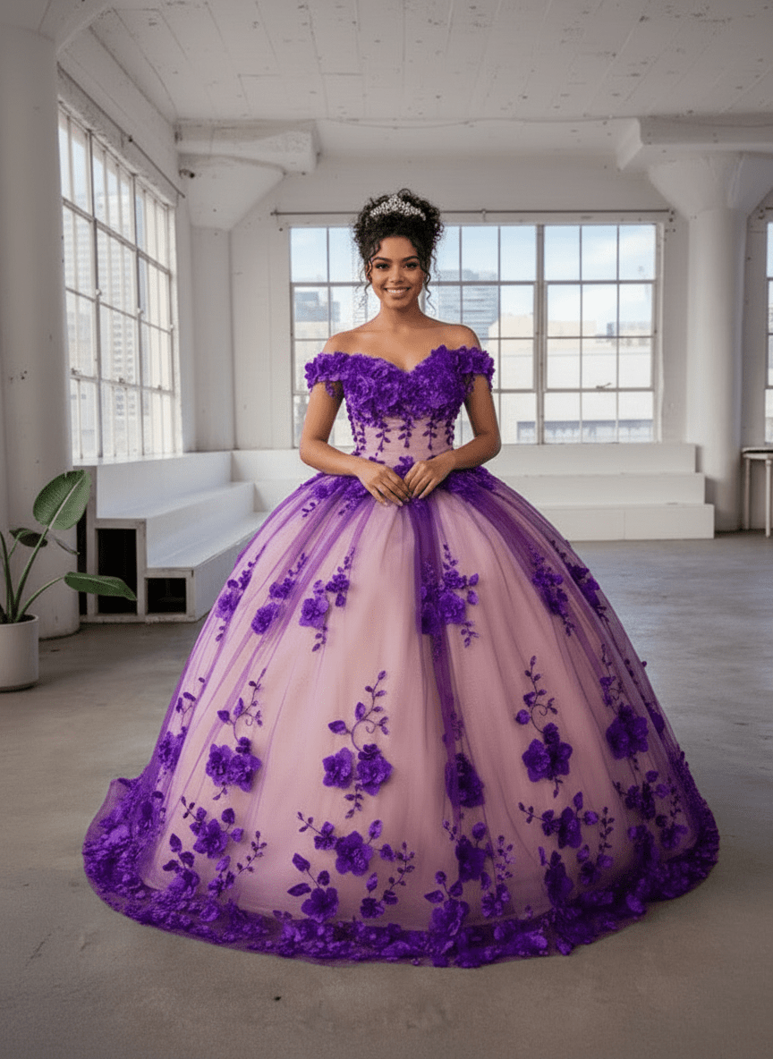 3D Floral Off Shoulder Ball Gown by Calla SCL-30005 - product image 27