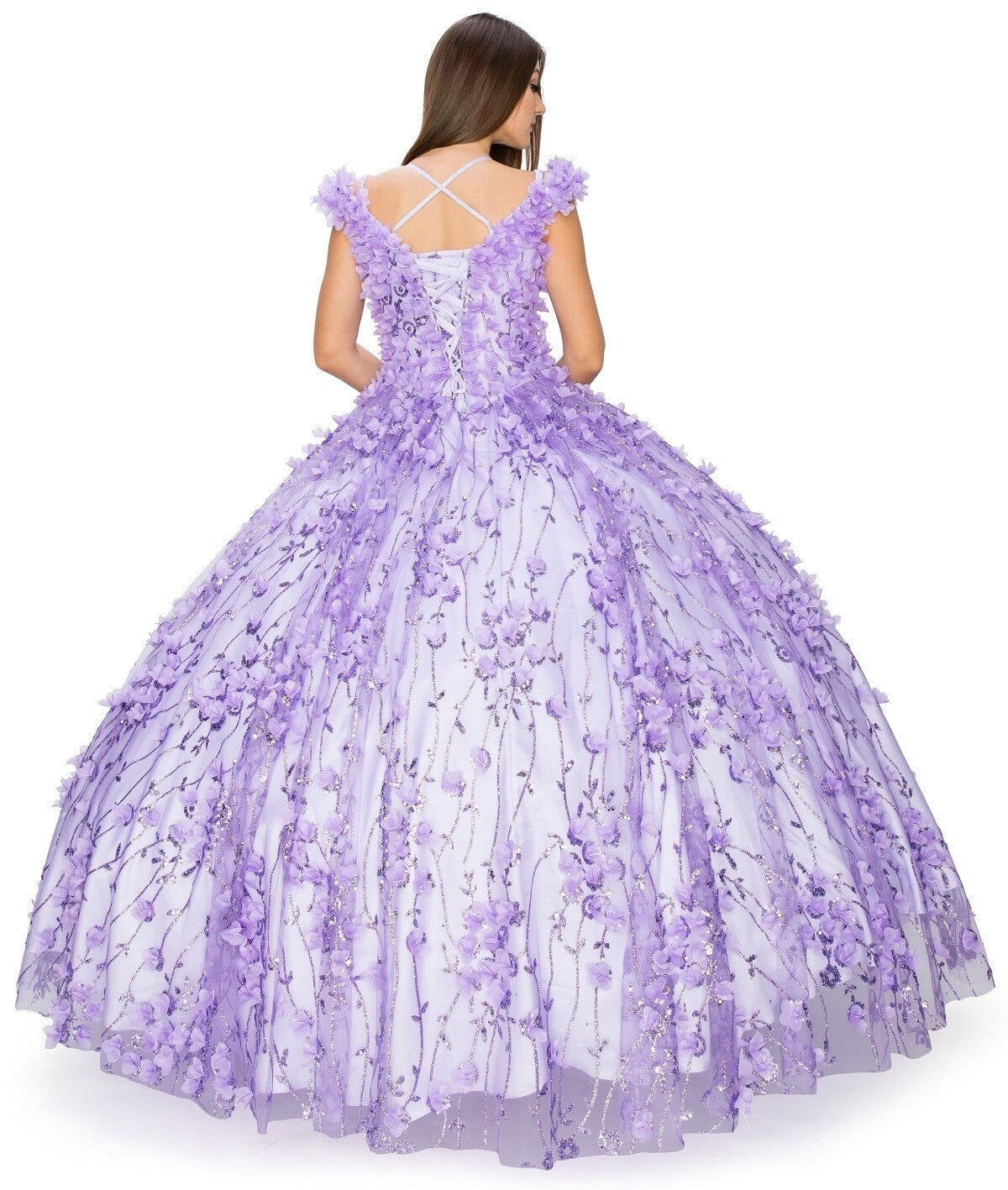 3D Floral Off Shoulder Ball Gown by Cinderella Couture 8021J - product image 5