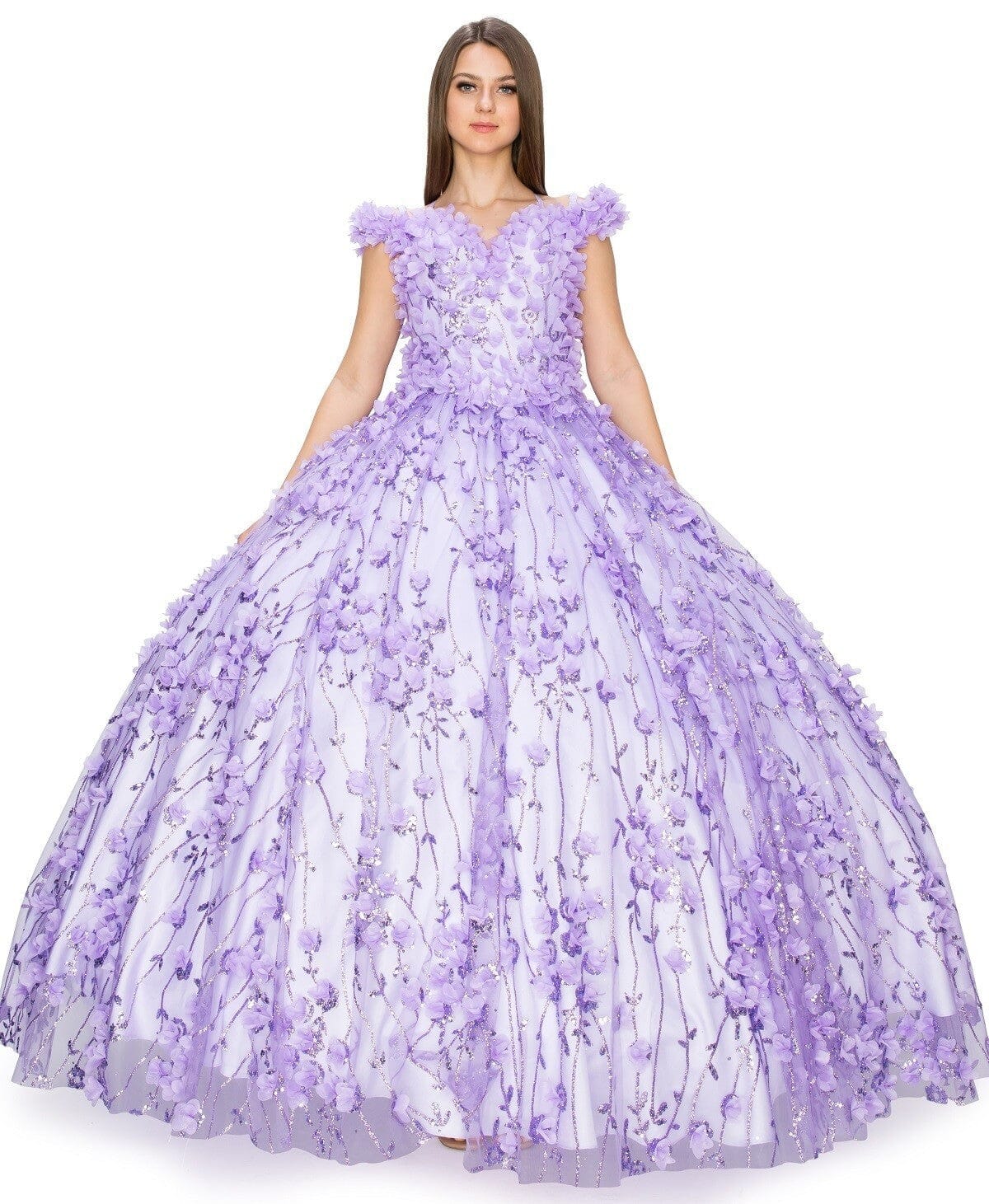 3D Floral Off Shoulder Ball Gown by Cinderella Couture 8021J - product image 4