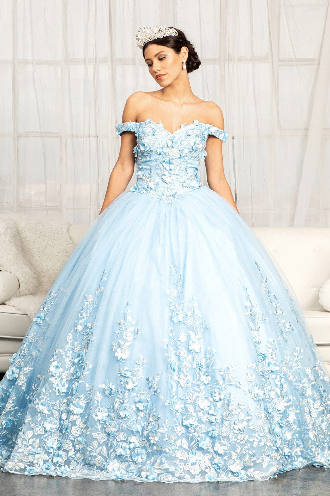 3D Floral Off Shoulder Ball Gown by Elizabeth K GL1960 - product image 1