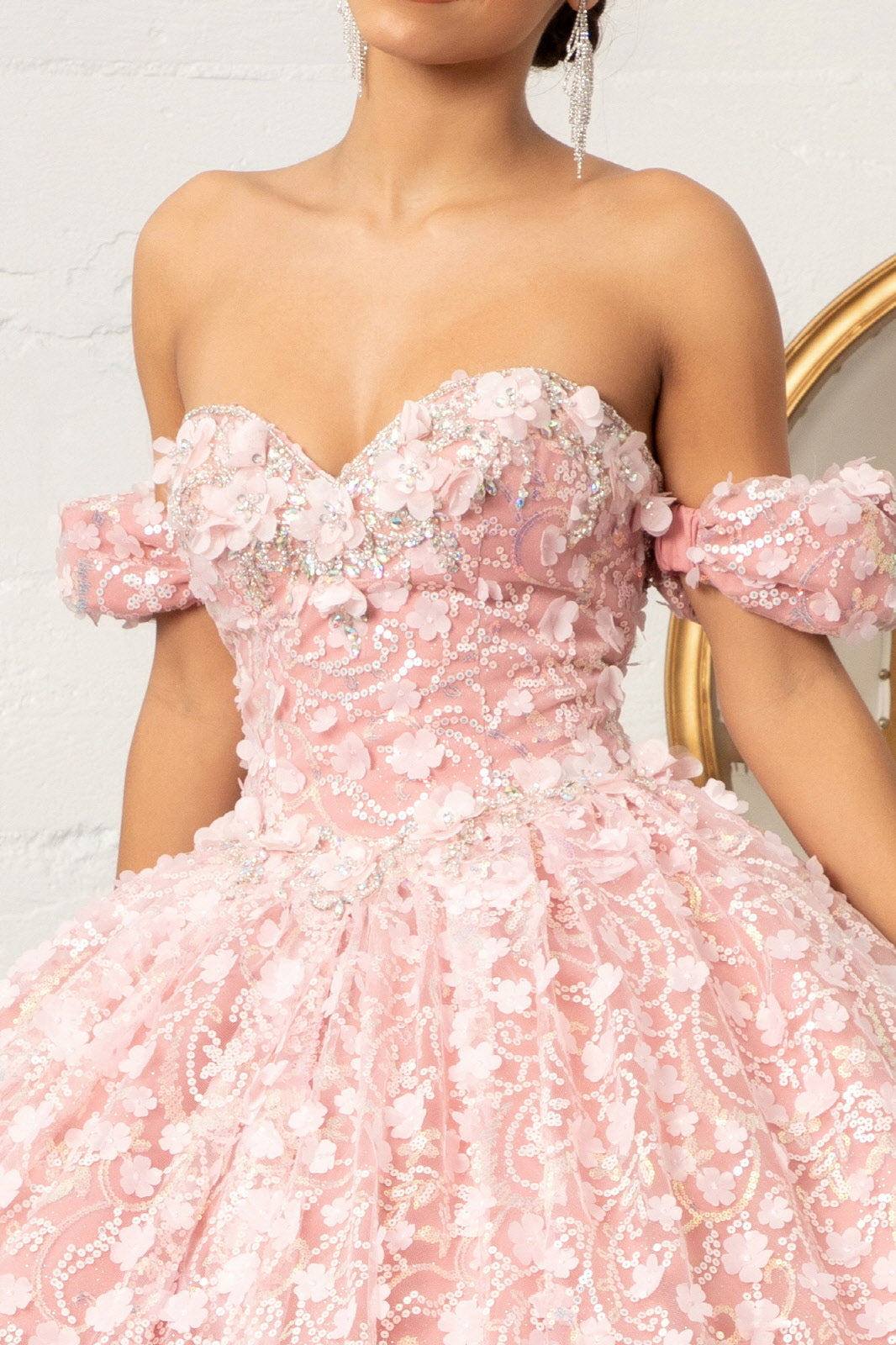 3D Floral Off Shoulder Ball Gown by Elizabeth K GL3019 - product image 3