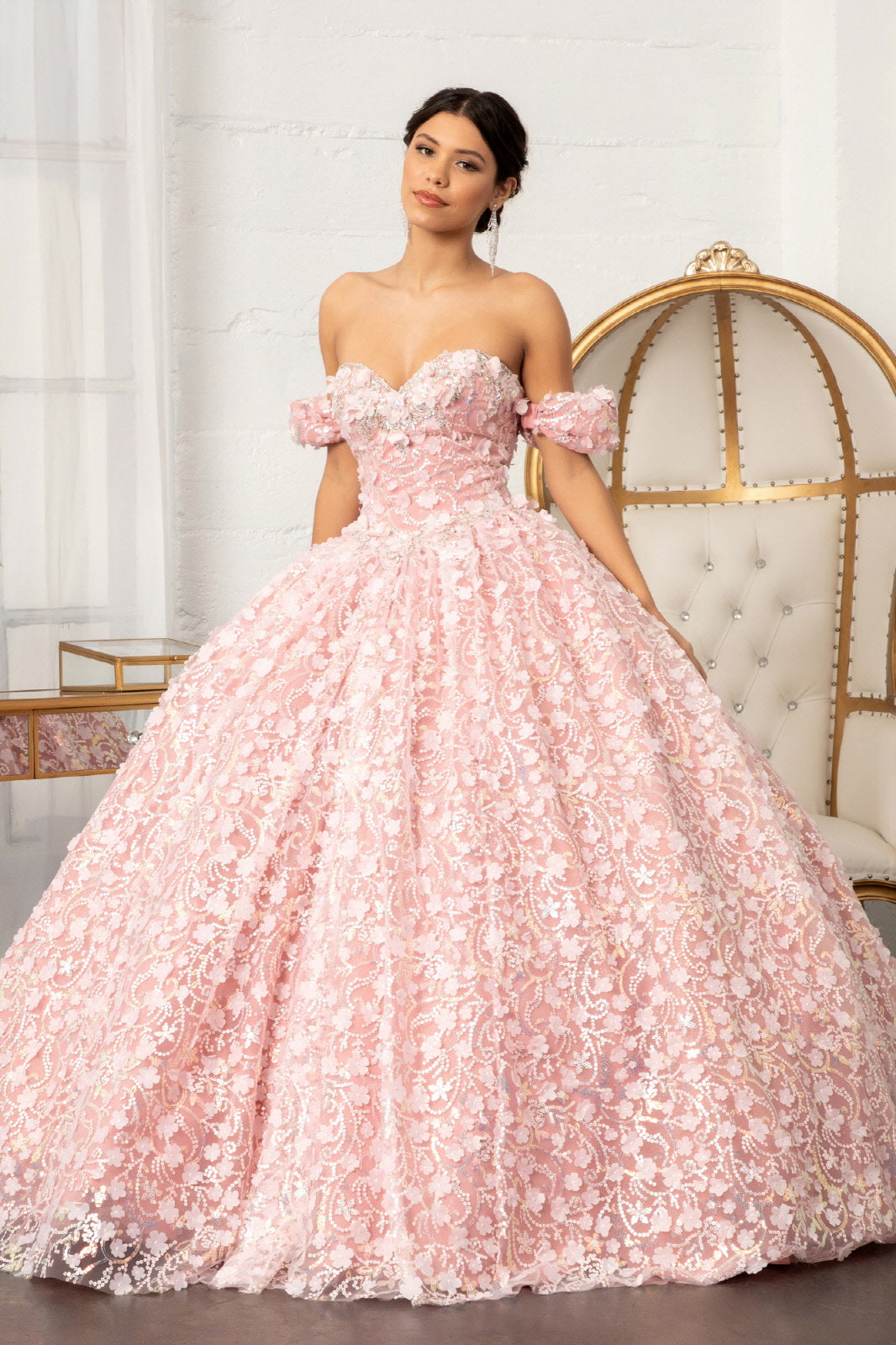 3D Floral Off Shoulder Ball Gown by Elizabeth K GL3019 - product image 4