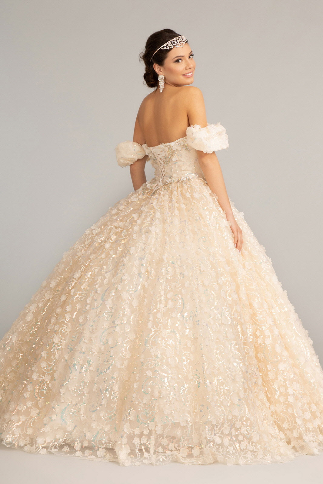 3D Floral Off Shoulder Ball Gown by Elizabeth K GL3019 - product image 7