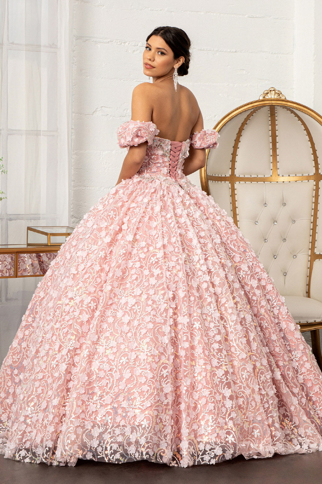 3D Floral Off Shoulder Ball Gown by Elizabeth K GL3019 - product image 2