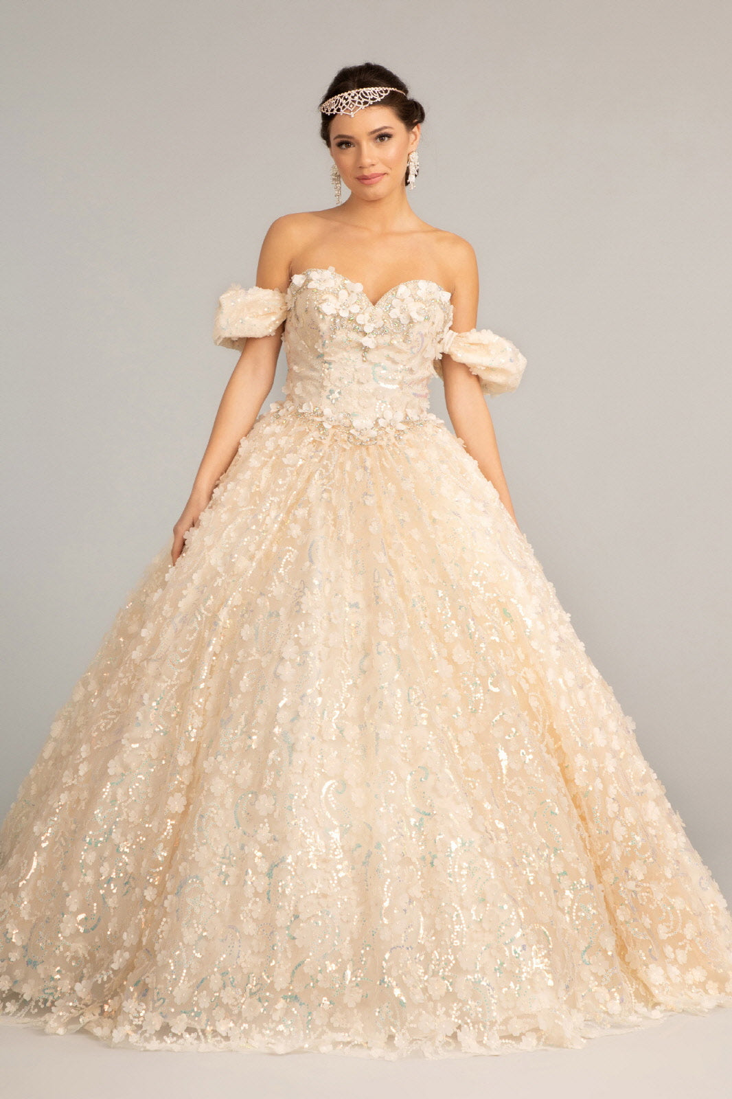 3D Floral Off Shoulder Ball Gown by Elizabeth K GL3019 - product image 6