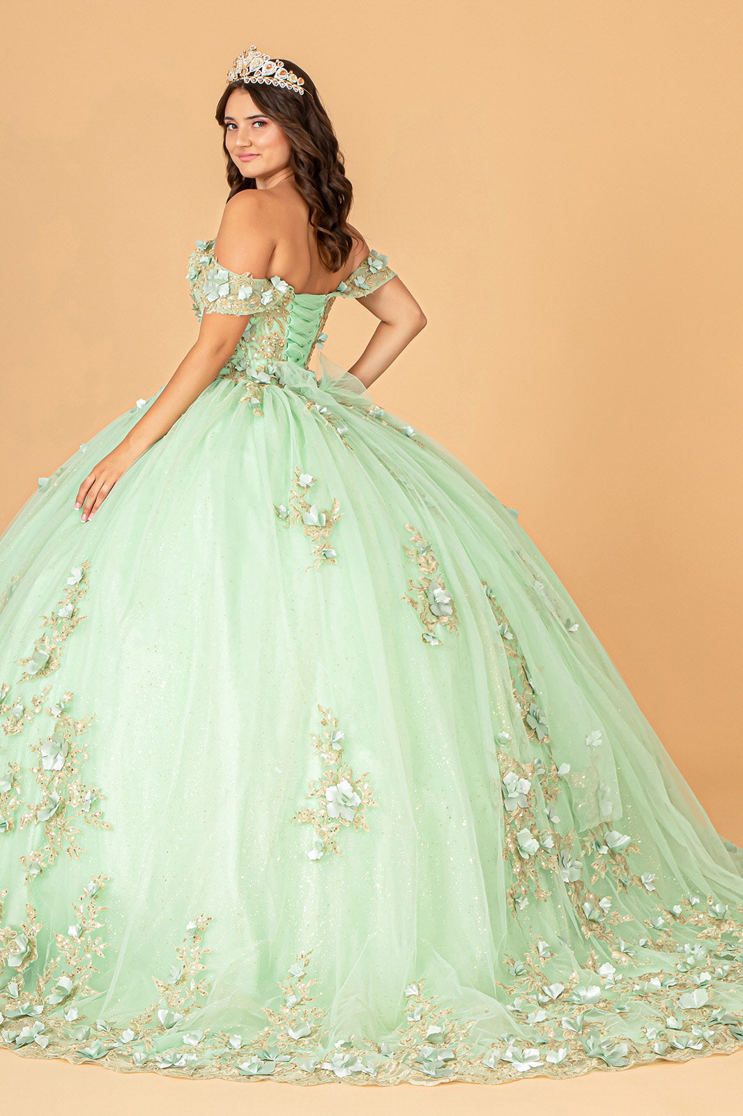 3D Floral Off Shoulder Ball Gown by Elizabeth K GL3102 - product image 2