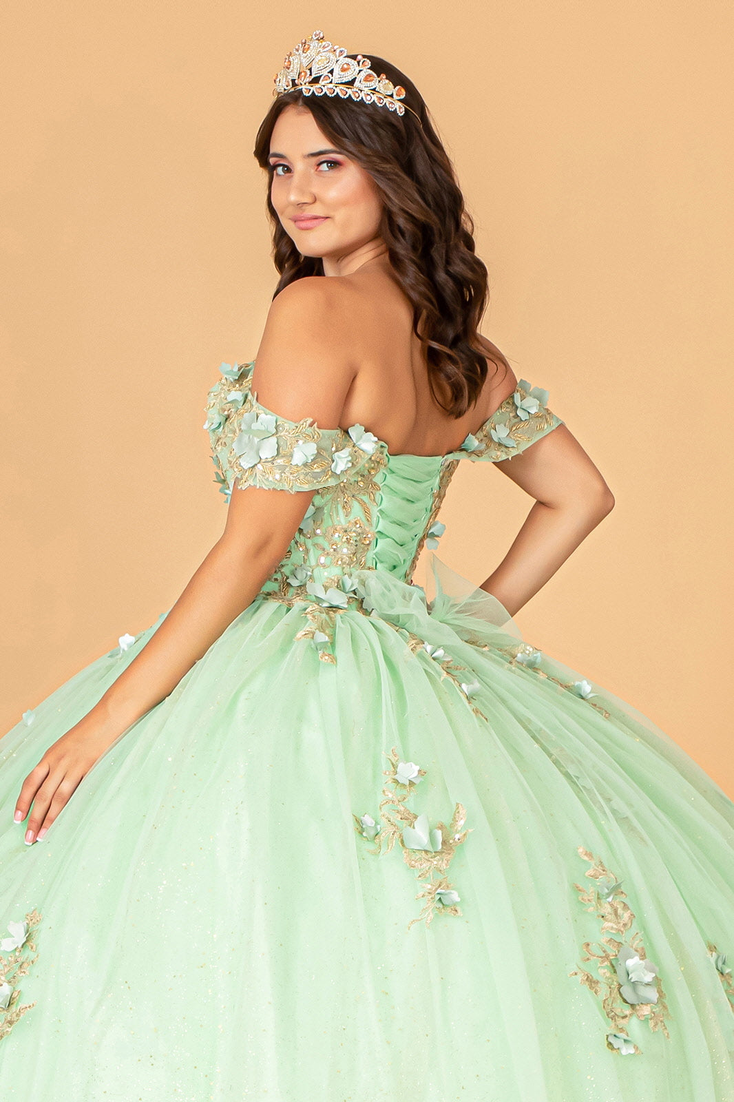 3D Floral Off Shoulder Ball Gown by Elizabeth K GL3102 - product image 5