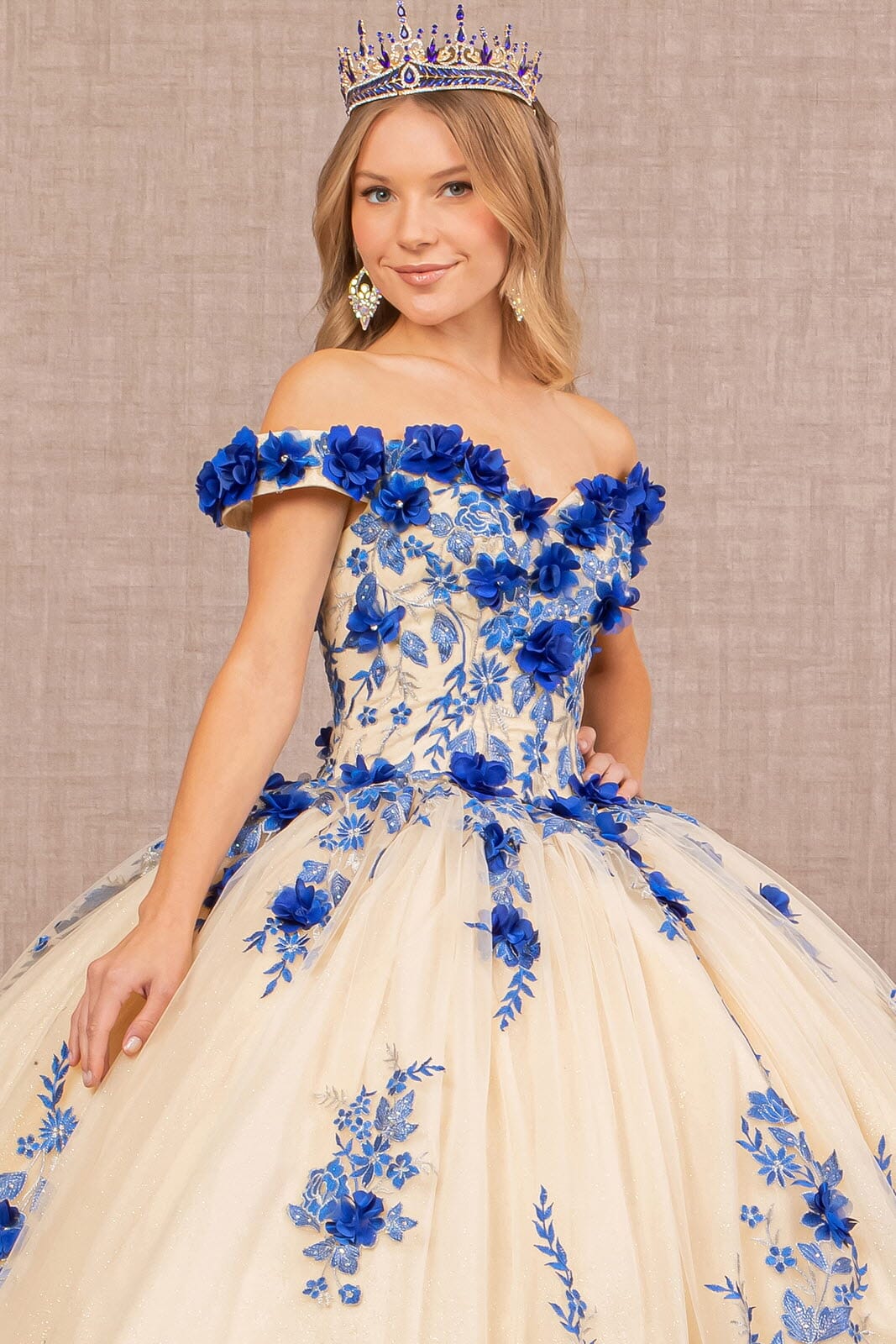 3D Floral Off Shoulder Ball Gown by Elizabeth K GL3105 - product image 10