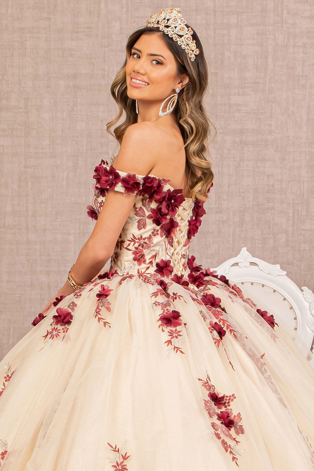 3D Floral Off Shoulder Ball Gown by Elizabeth K GL3105 - product image 5