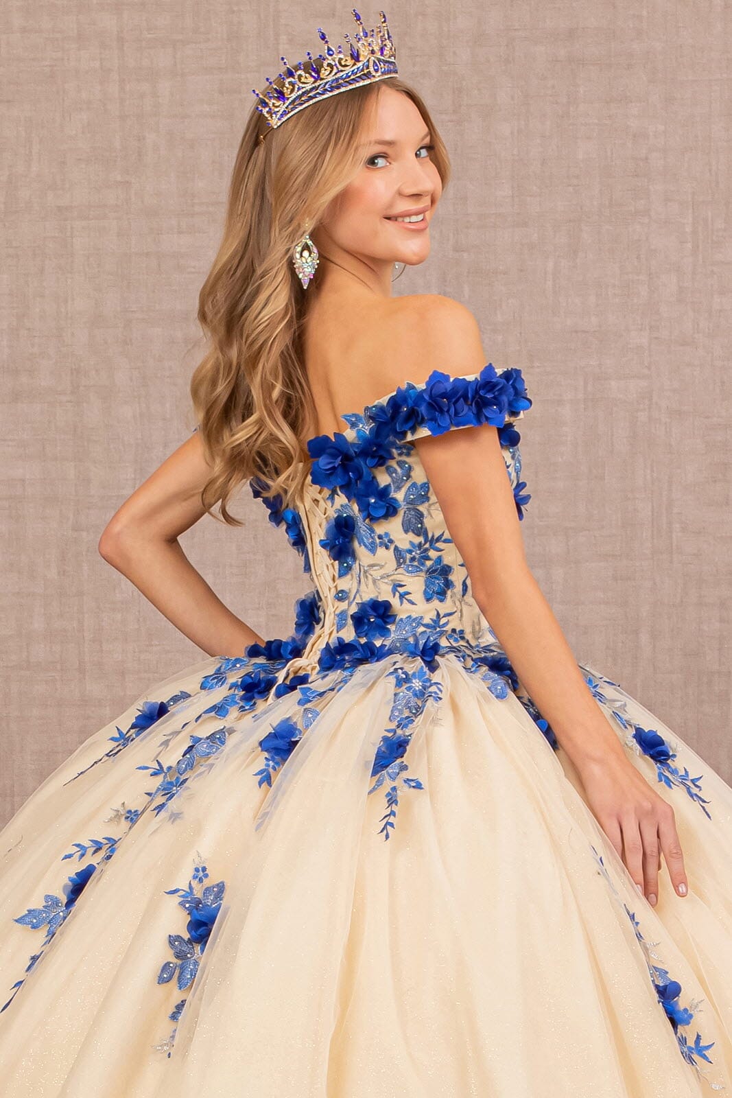 3D Floral Off Shoulder Ball Gown by Elizabeth K GL3105 - product image 11