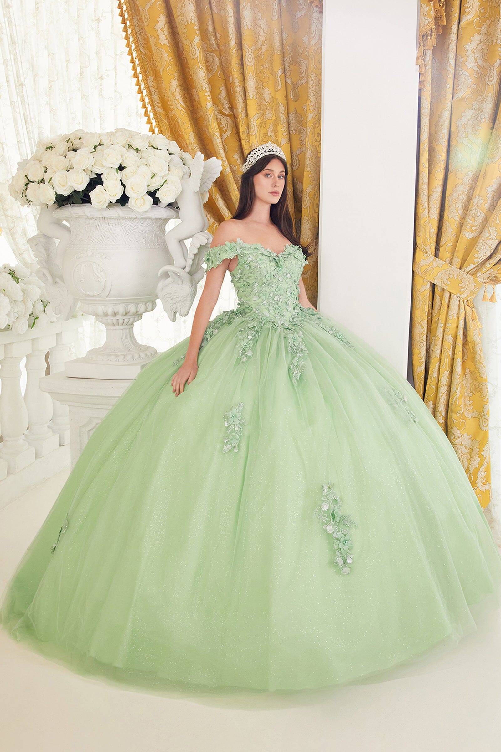 3D Floral Off Shoulder Ball Gown by Ladivine 15710 - product image 3