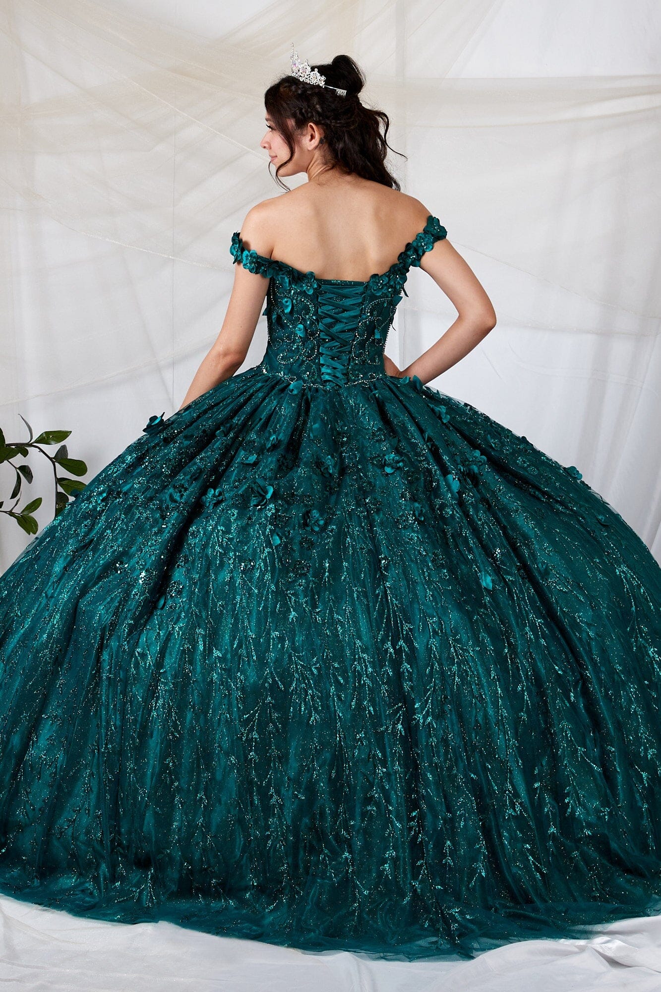 3D Floral Off Shoulder Cape Ball Gown by Calla SCL-30001 - product image 2