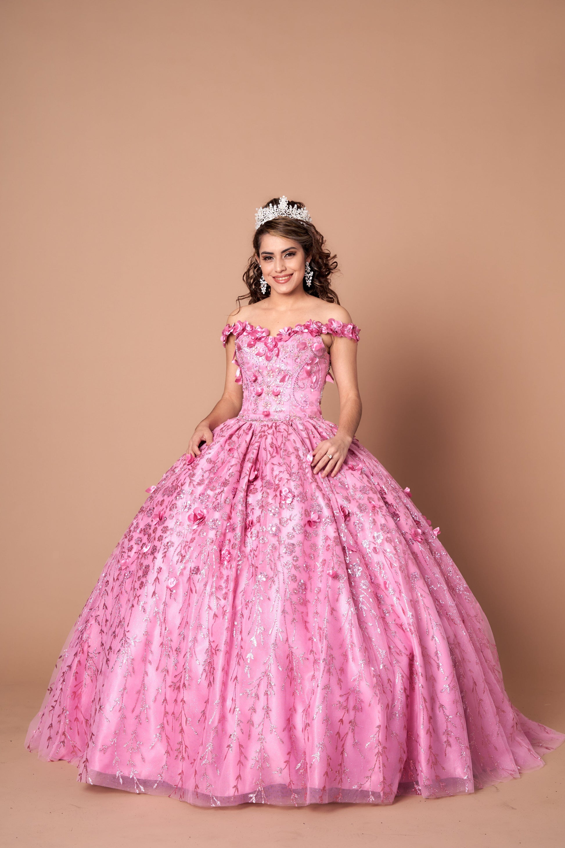 3D Floral Off Shoulder Cape Ball Gown by Calla SCL-30001 - product image 26