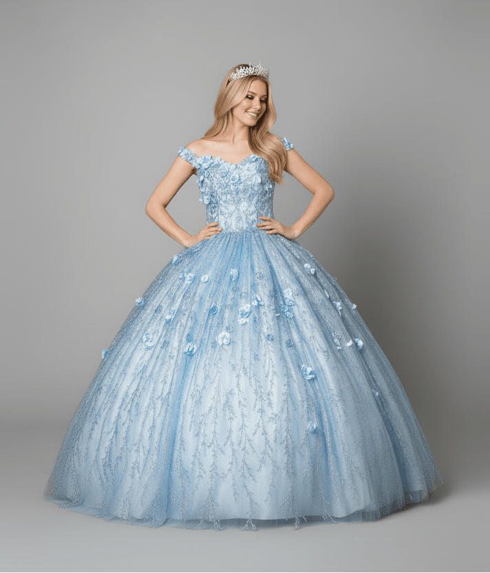 3D Floral Off Shoulder Cape Ball Gown by Calla SCL-30001 - product image 14