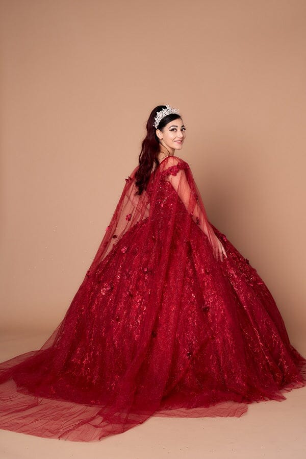 3D Floral Off Shoulder Cape Ball Gown by Calla SCL-30001 - product image 17