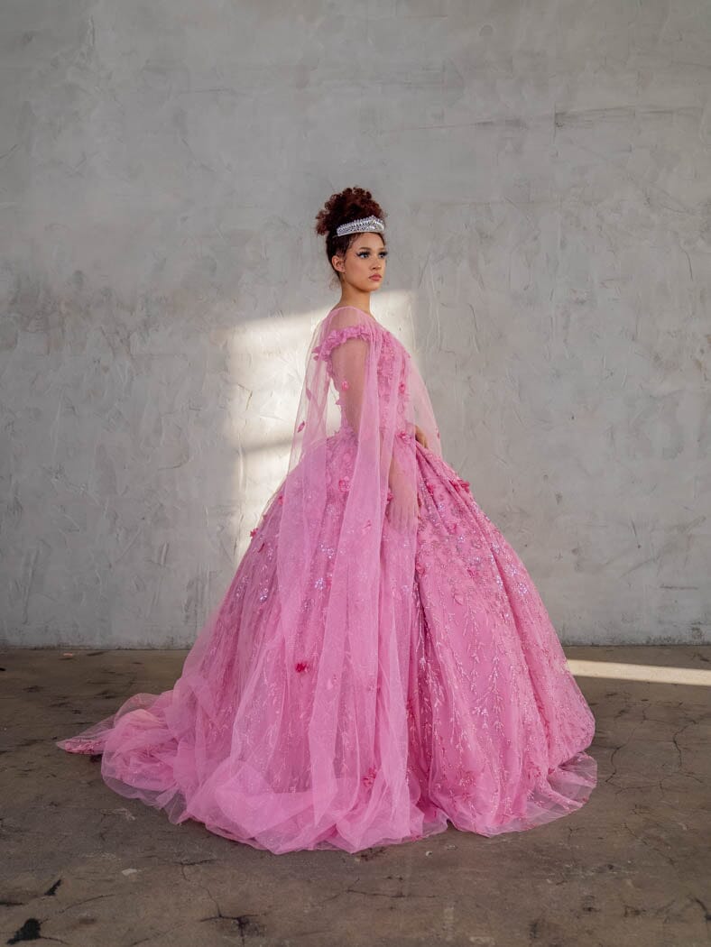 3D Floral Off Shoulder Cape Ball Gown by Calla SCL-30001 - product image 23