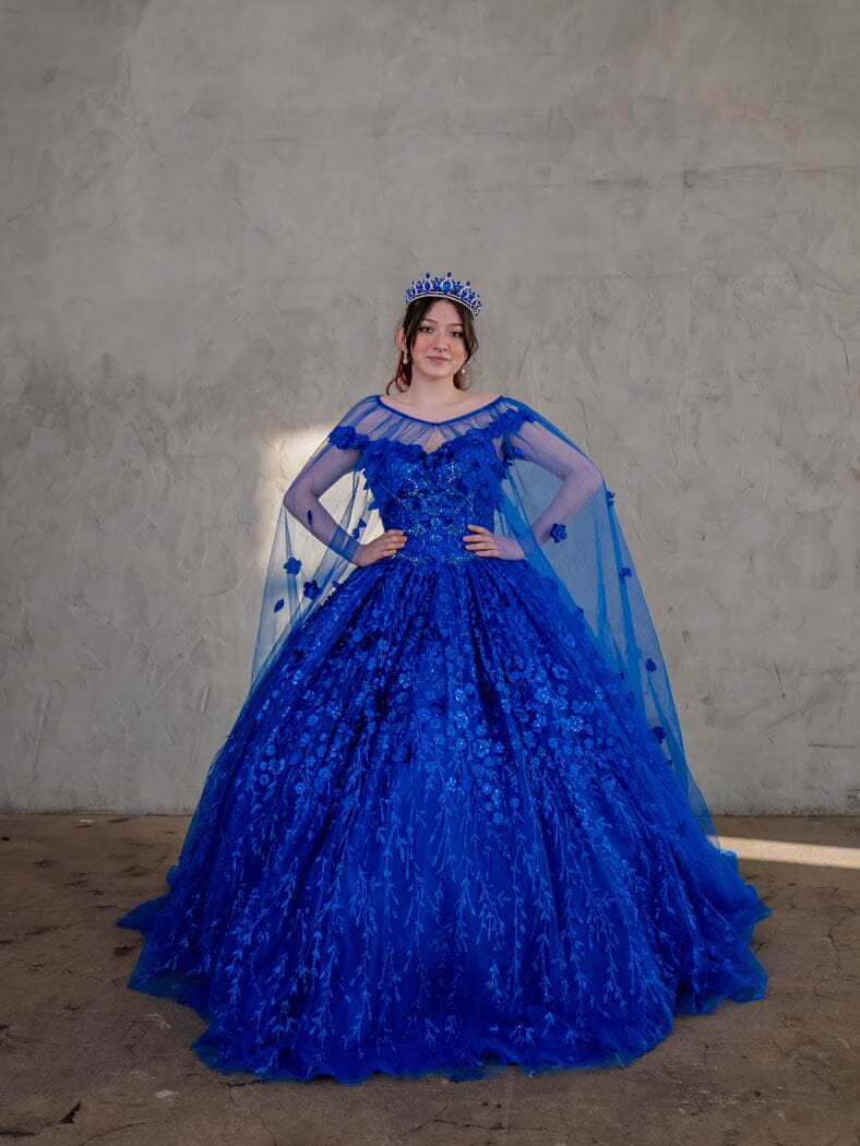 3D Floral Off Shoulder Cape Ball Gown by Calla SCL-30001 - product image 13