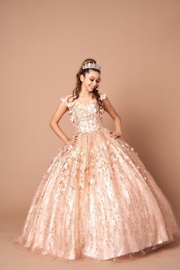 3D Floral Off Shoulder Cape Ball Gown by Calla SCL-30001 - product image 21