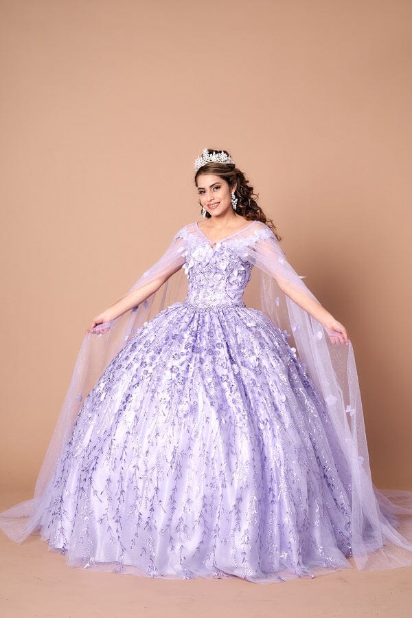 3D Floral Off Shoulder Cape Ball Gown by Calla SCL-30001 - product image 5