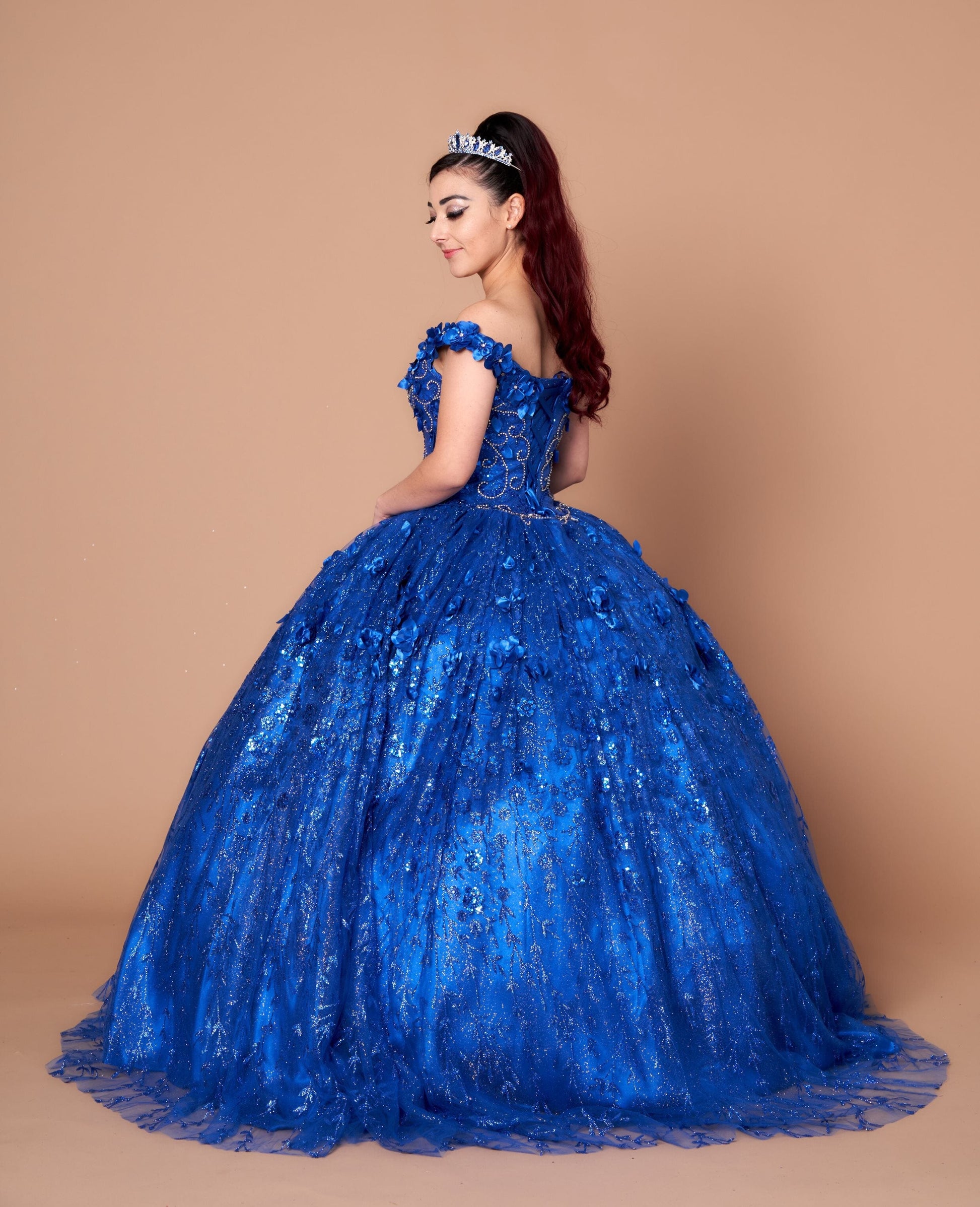 3D Floral Off Shoulder Cape Ball Gown by Calla SCL-30001 - product image 11
