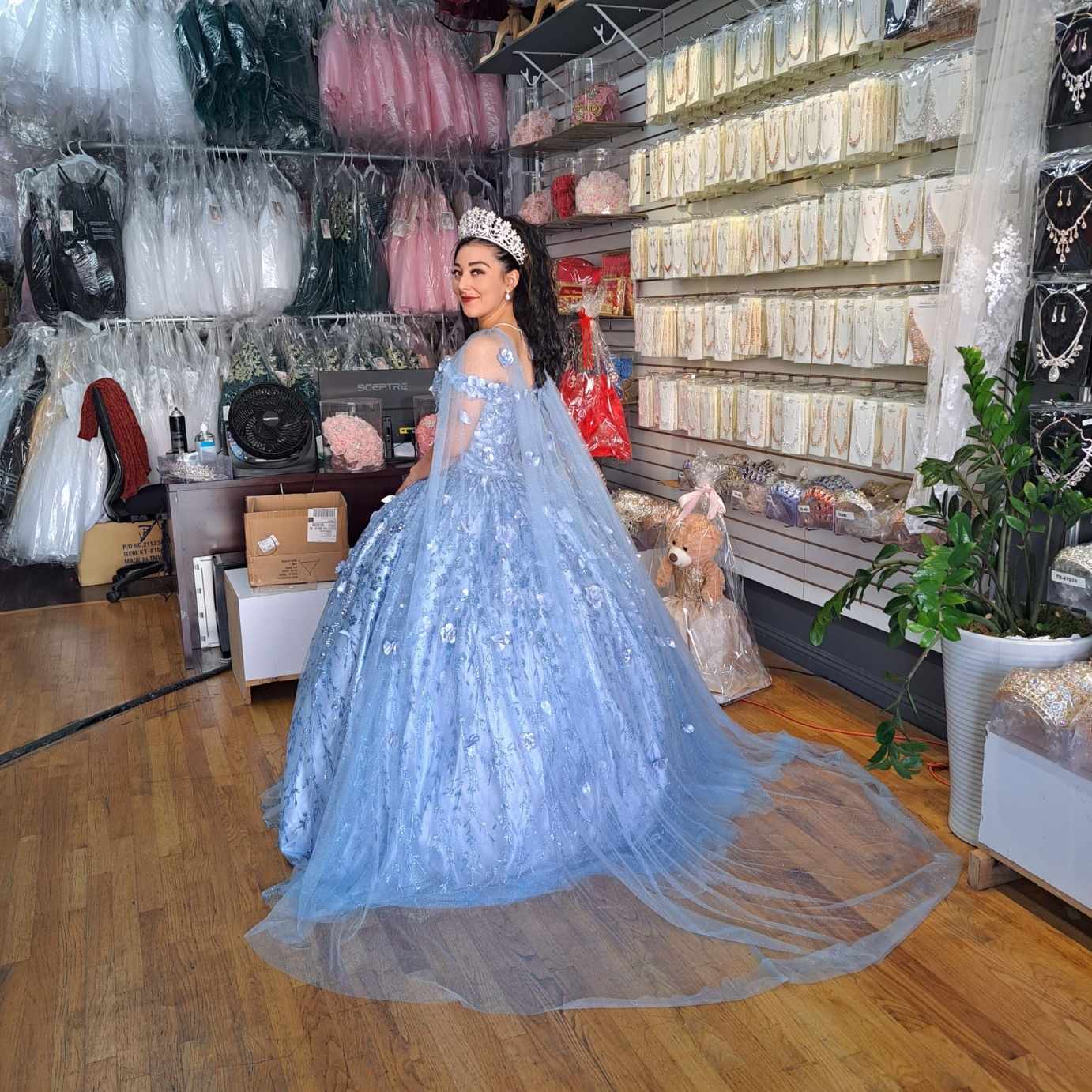 3D Floral Off Shoulder Cape Ball Gown by Calla SCL-30001 - product image 15