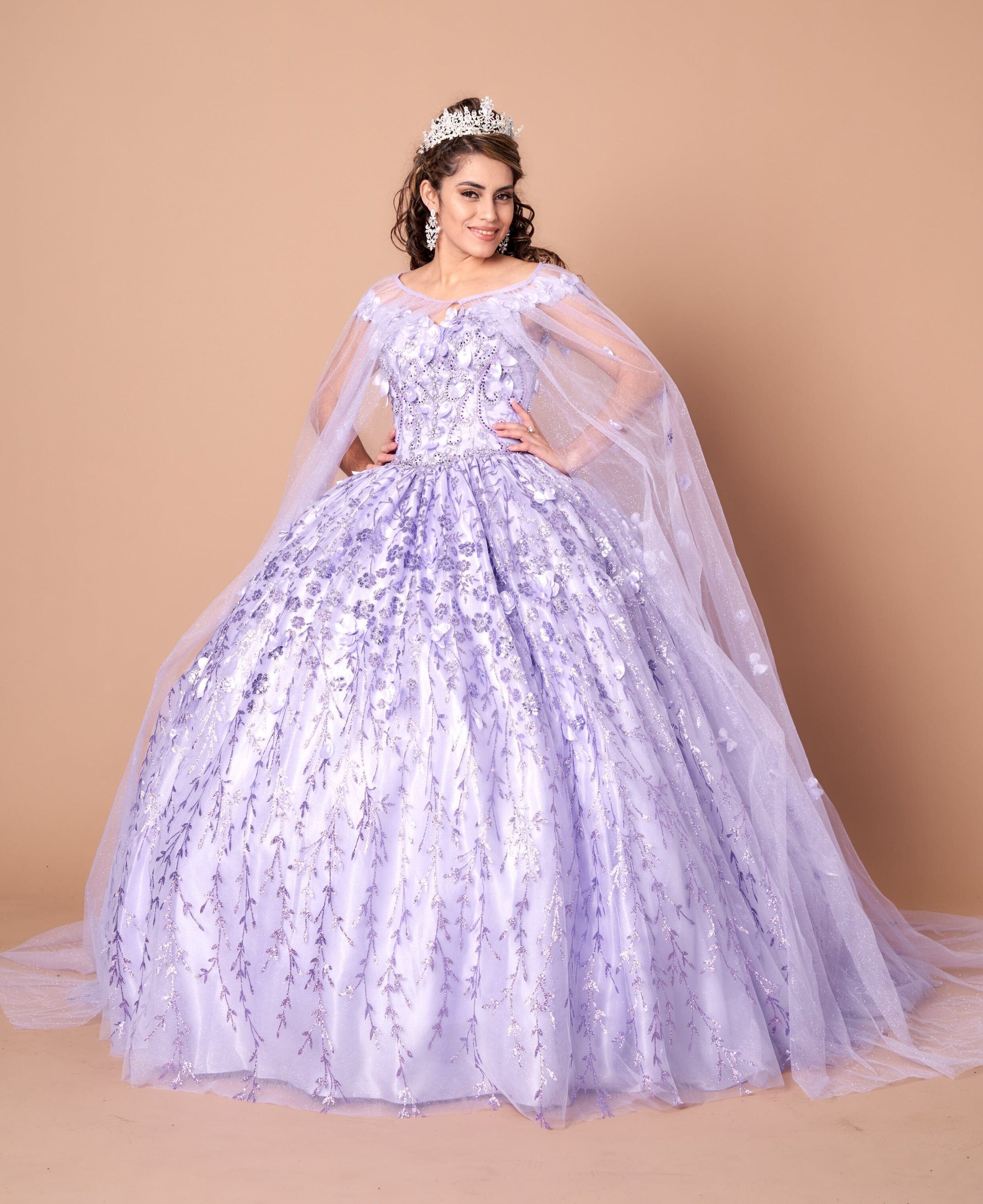3D Floral Off Shoulder Cape Ball Gown by Calla SCL-30001 - product image 6