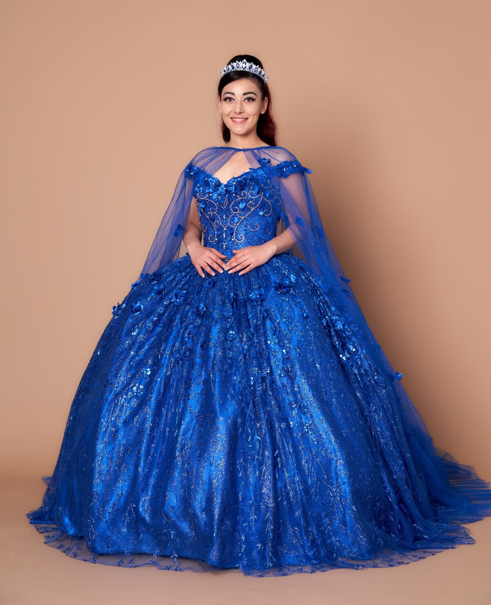 3D Floral Off Shoulder Cape Ball Gown by Calla SCL-30001 - product image 10