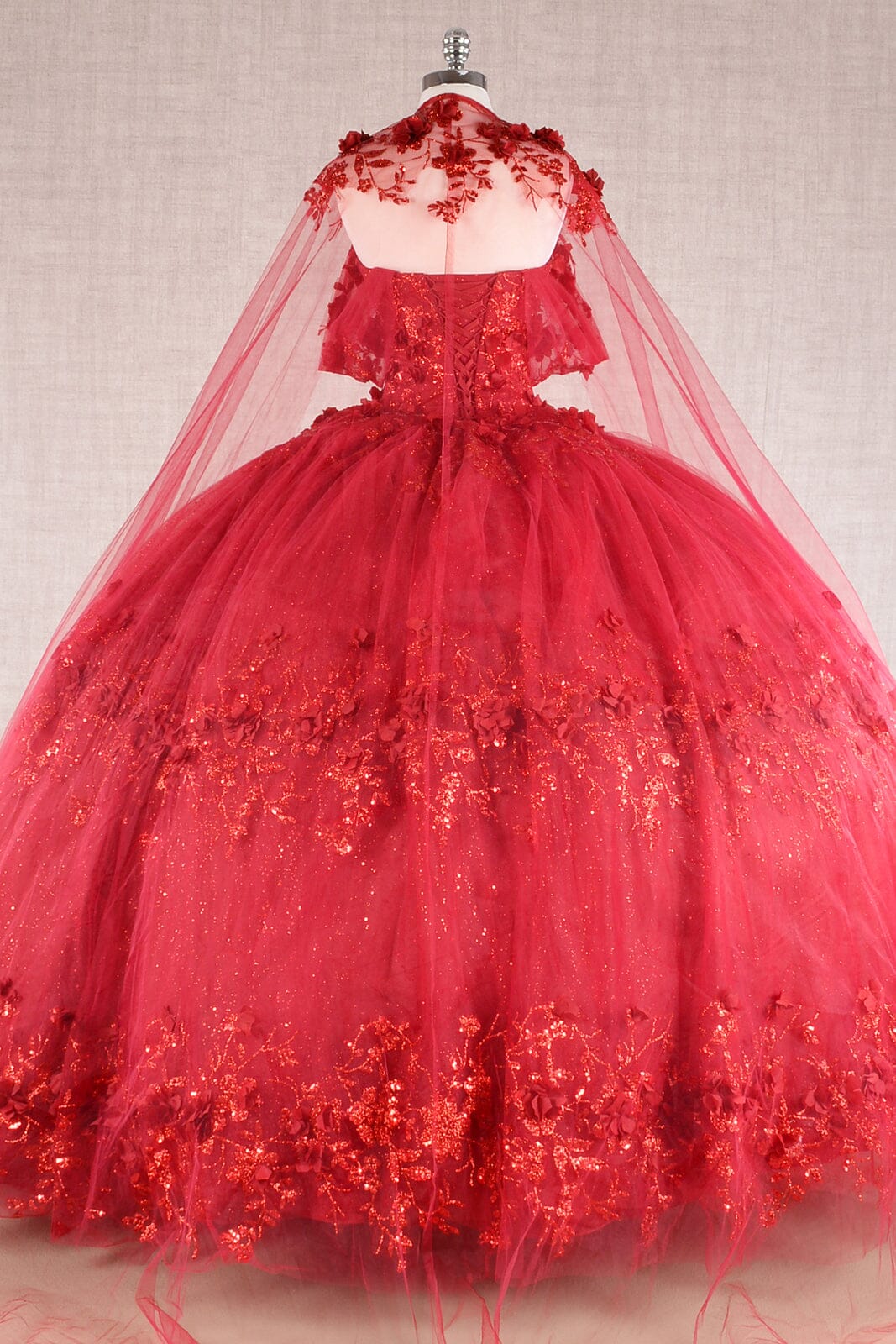3D Floral Off Shoulder Cape Ball Gown by Elizabeth K GL3179 - product image 5