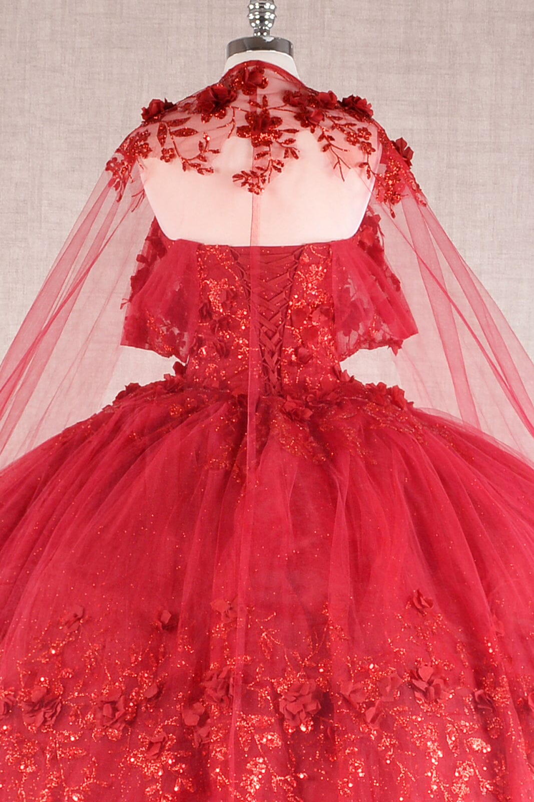 3D Floral Off Shoulder Cape Ball Gown by Elizabeth K GL3179 - product image 9