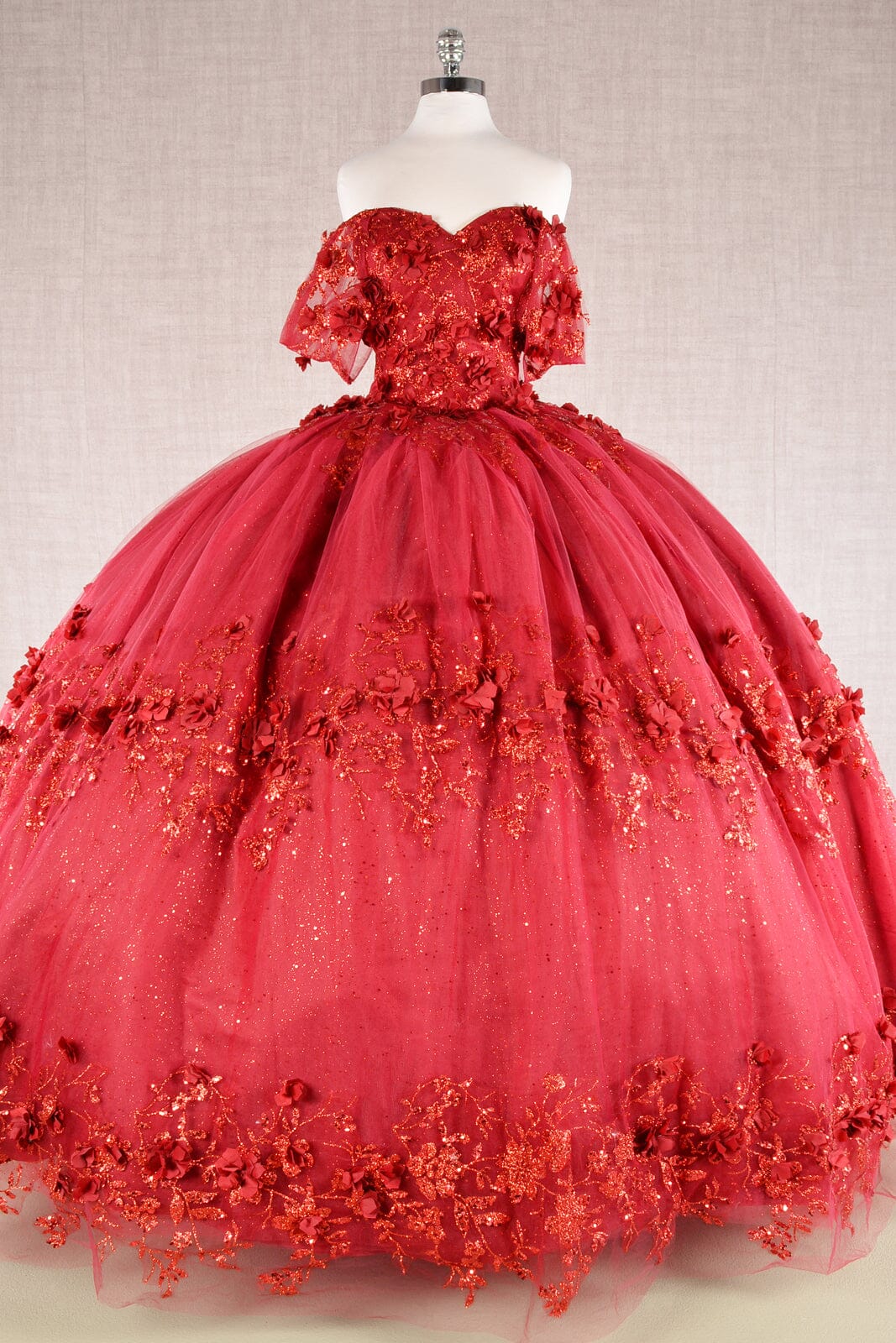 3D Floral Off Shoulder Cape Ball Gown by Elizabeth K GL3179 - product image 7