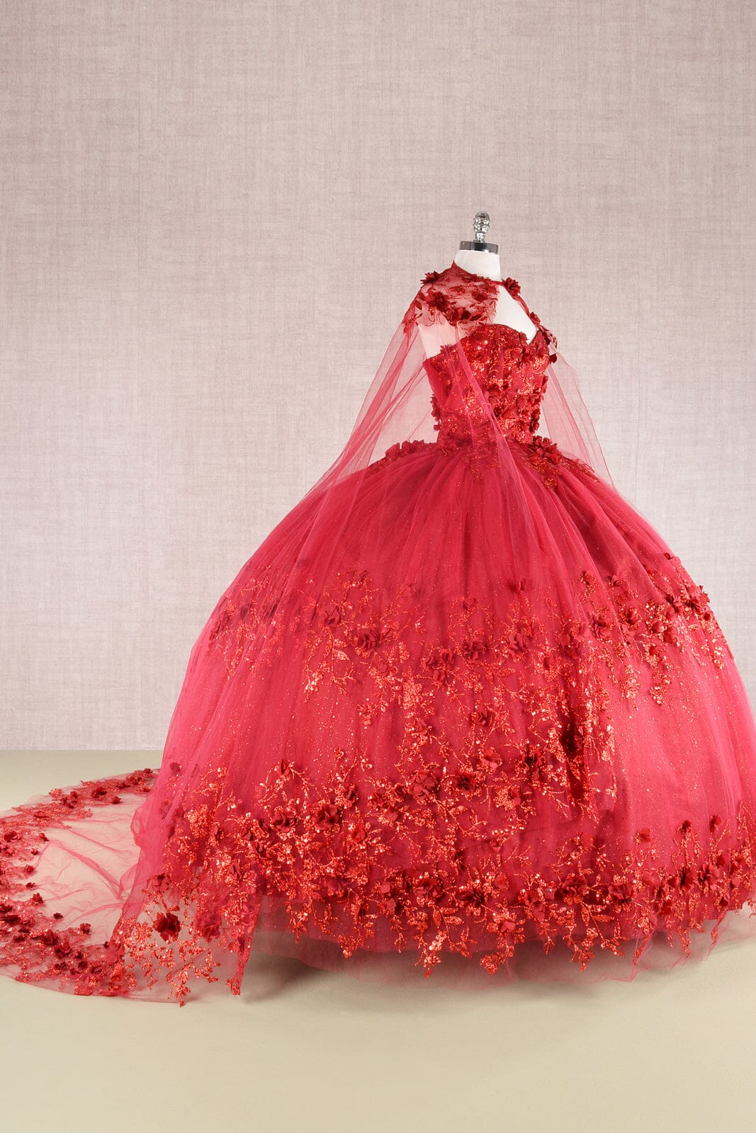 3D Floral Off Shoulder Cape Ball Gown by Elizabeth K GL3179 - product image 6