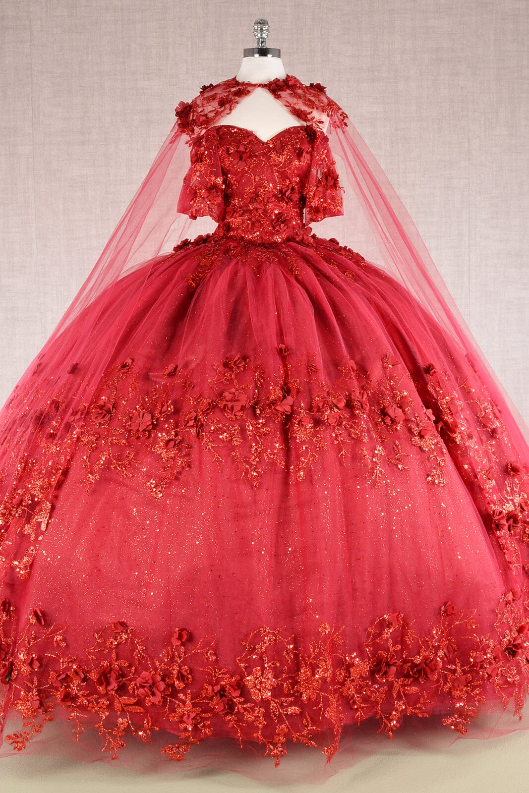 3D Floral Off Shoulder Cape Ball Gown by Elizabeth K GL3179 - product image 4