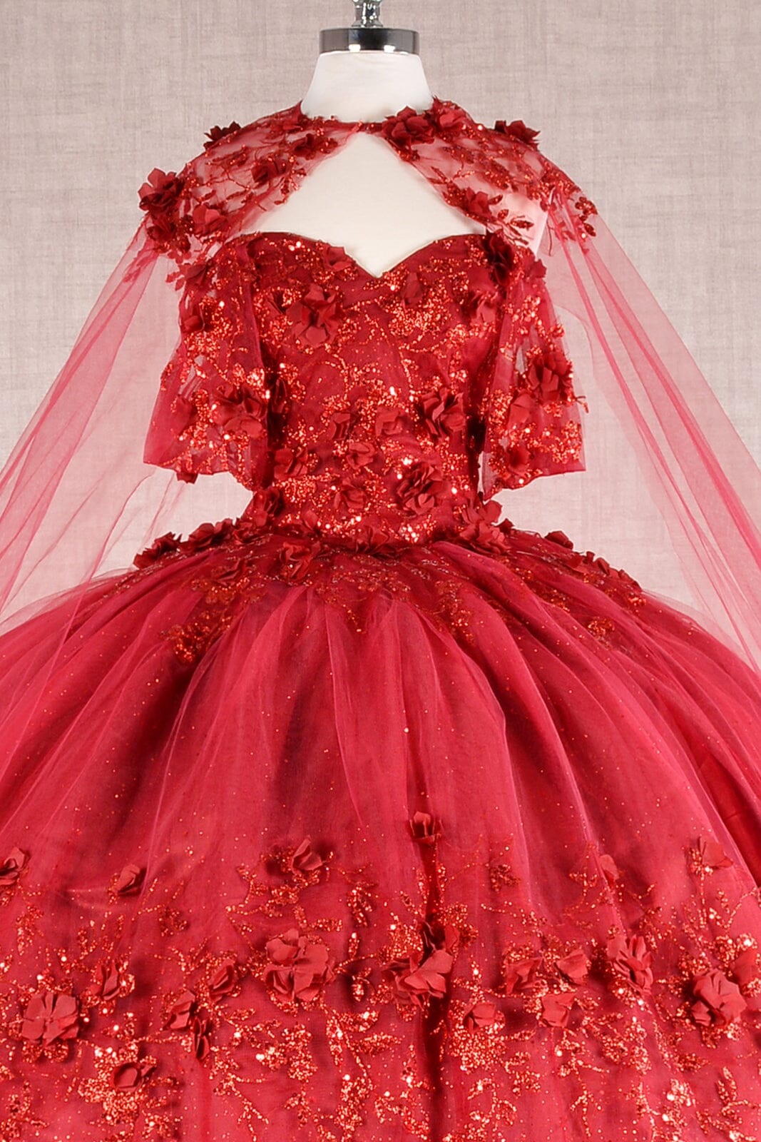 3D Floral Off Shoulder Cape Ball Gown by Elizabeth K GL3179 - product image 8