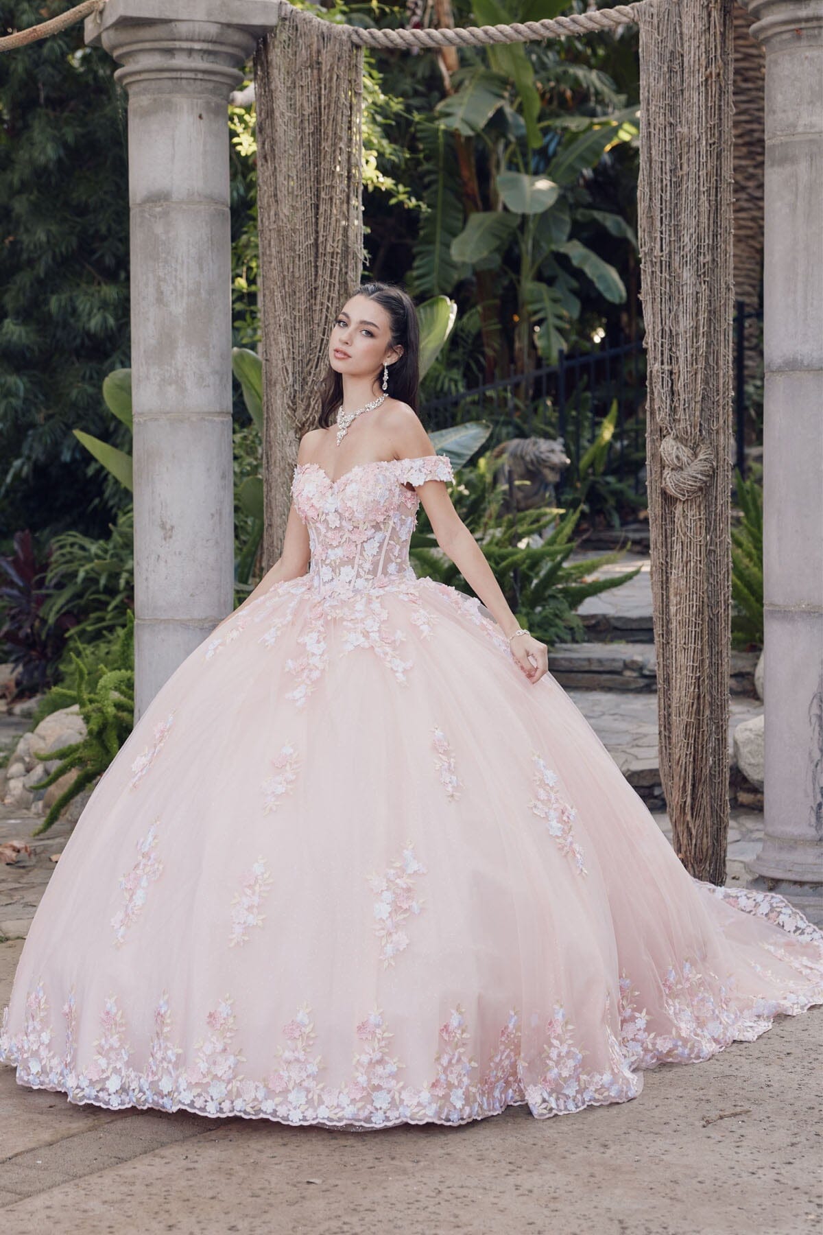 3D Floral Off Shoulder Corset Ball Gown by Juliet JT1460J - product image 4
