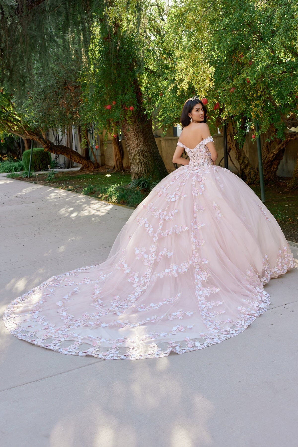 3D Floral Off Shoulder Corset Ball Gown by Juliet JT1460J - product image 2