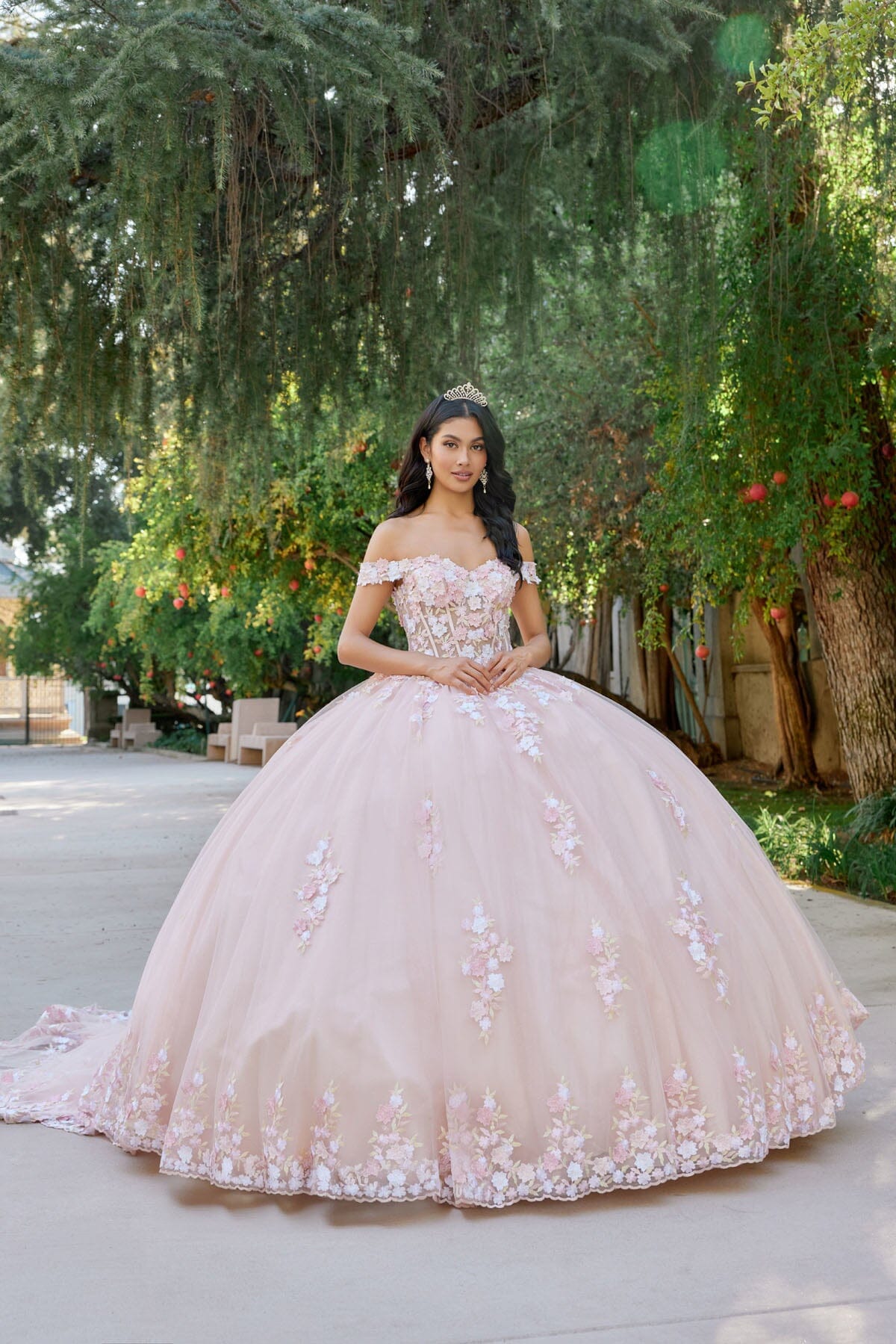 3D Floral Off Shoulder Corset Ball Gown by Juliet JT1460J - product image 5