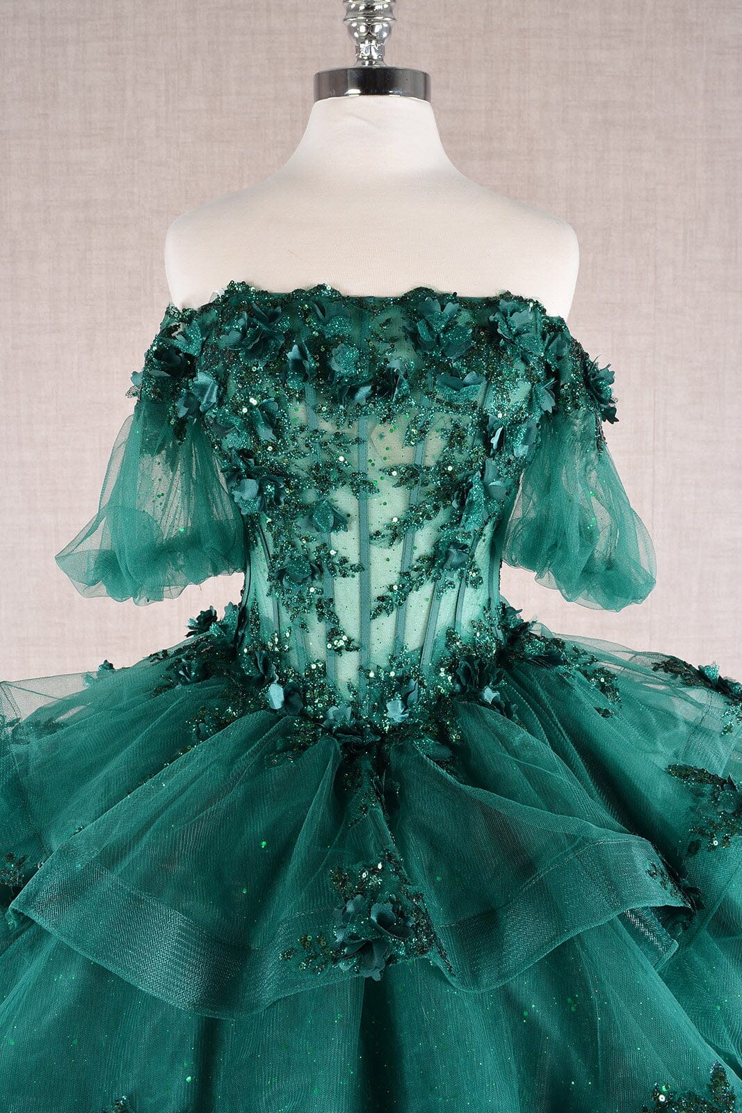 3D Floral Sheer Bodice Ball Gown by Elizabeth K GL3180 - product image 16