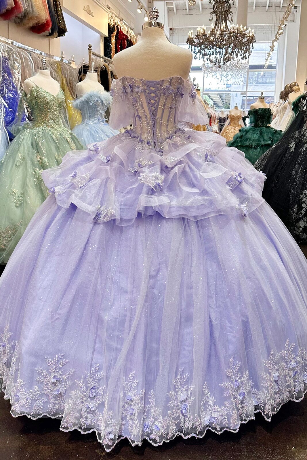 3D Floral Sheer Bodice Ball Gown by Elizabeth K GL3180 - product image 8
