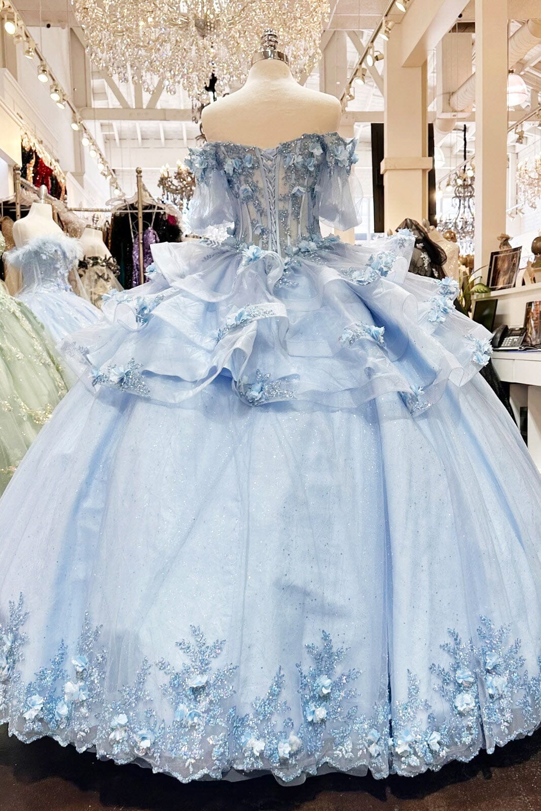 3D Floral Sheer Bodice Ball Gown by Elizabeth K GL3180 - product image 19