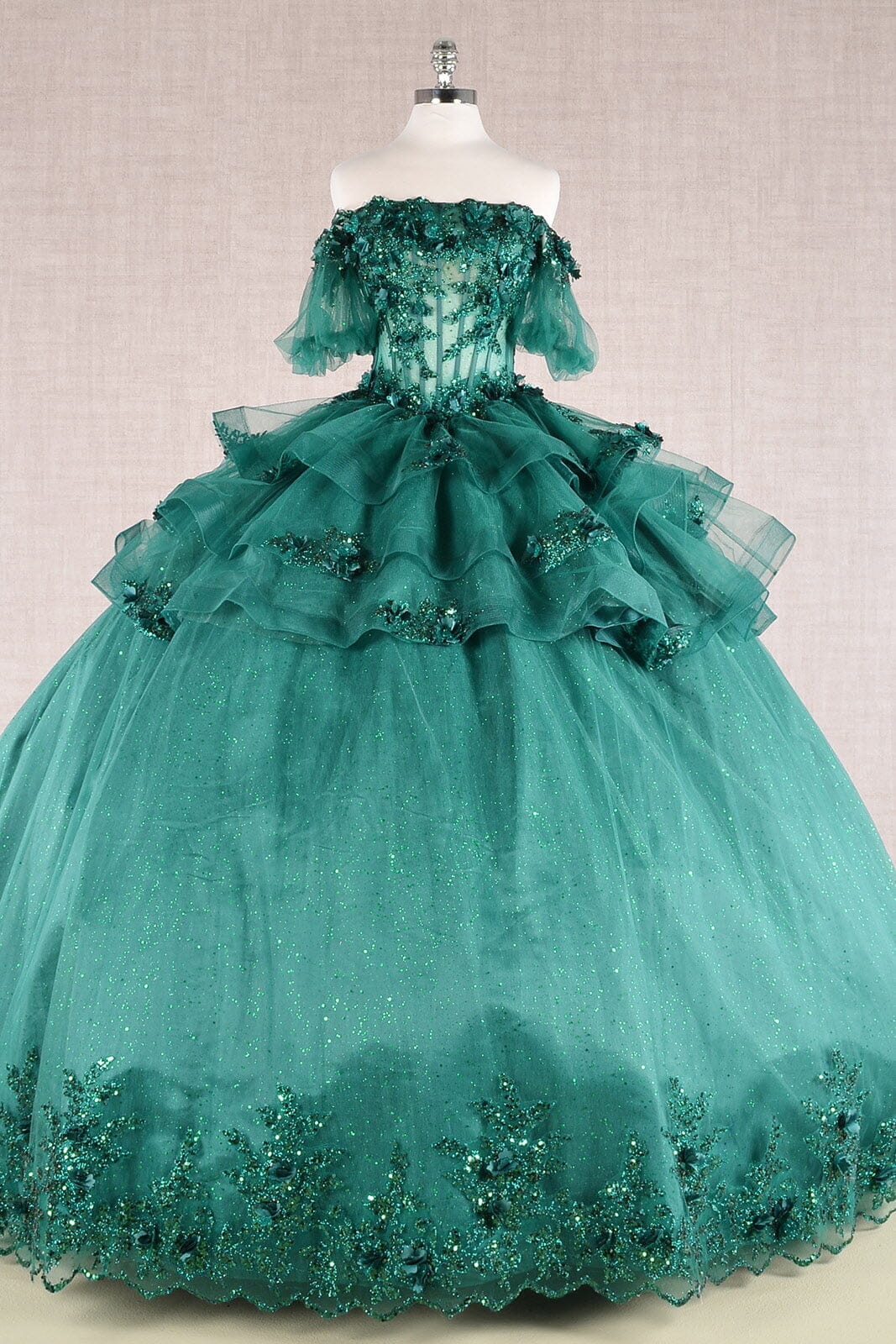 3D Floral Sheer Bodice Ball Gown by Elizabeth K GL3180 - product image 13