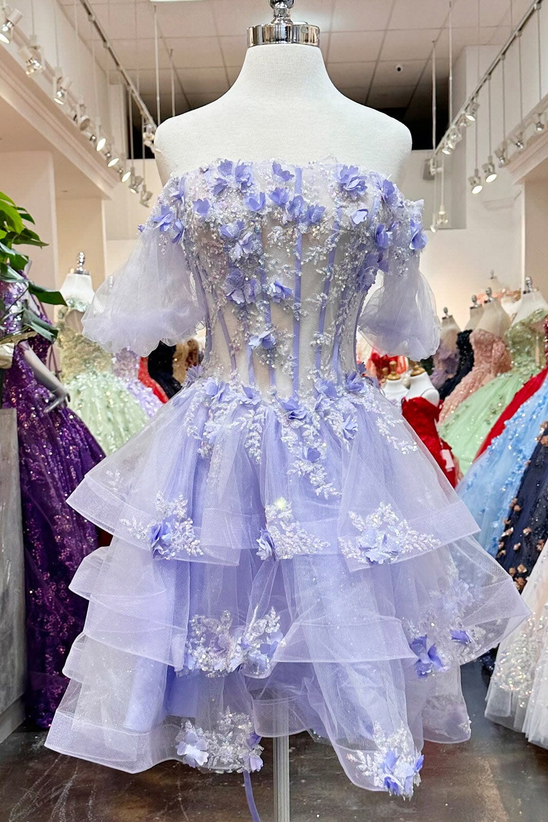 3D Floral Sheer Bodice Ball Gown by Elizabeth K GL3180 - product image 9