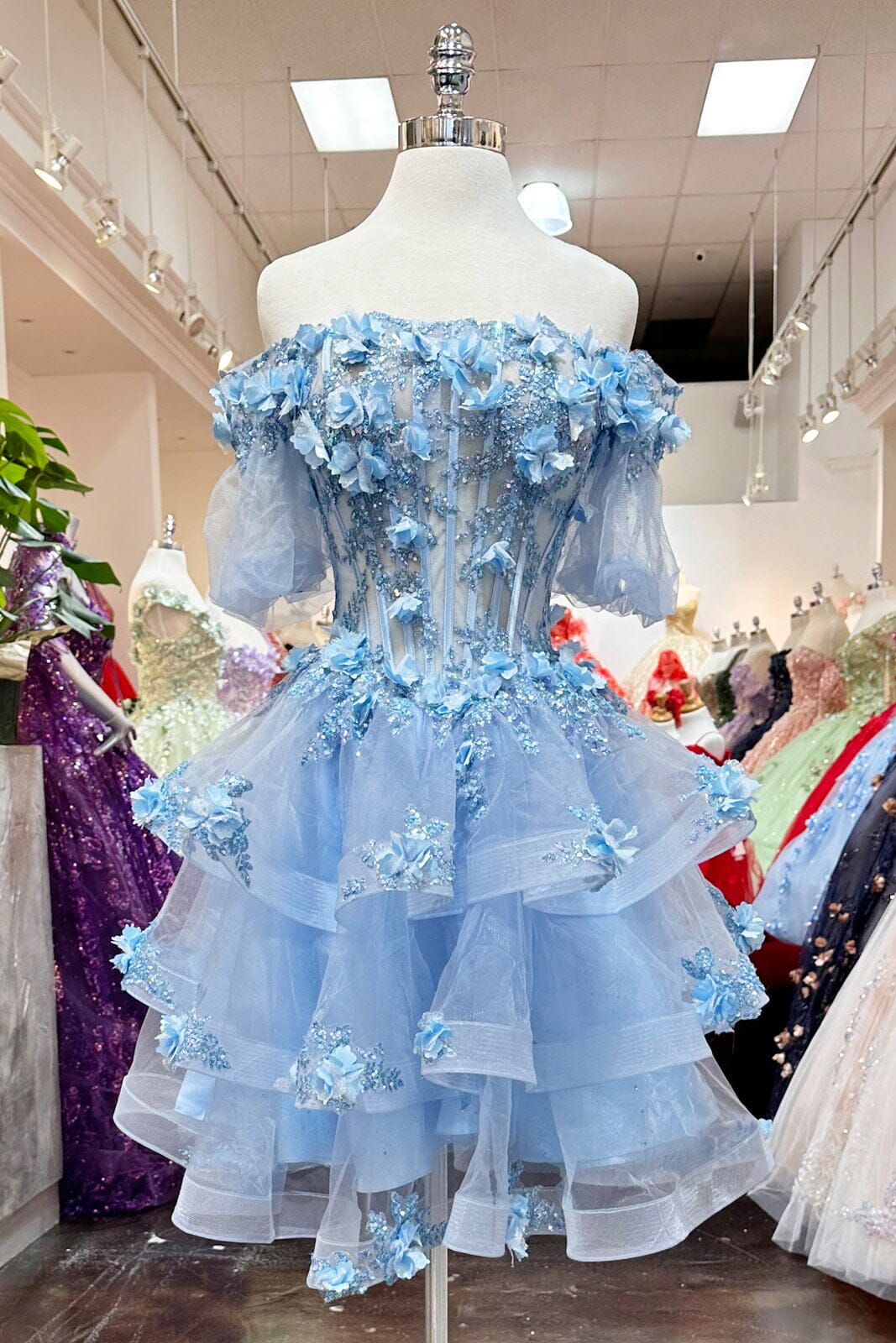 3D Floral Sheer Bodice Ball Gown by Elizabeth K GL3180 - product image 20