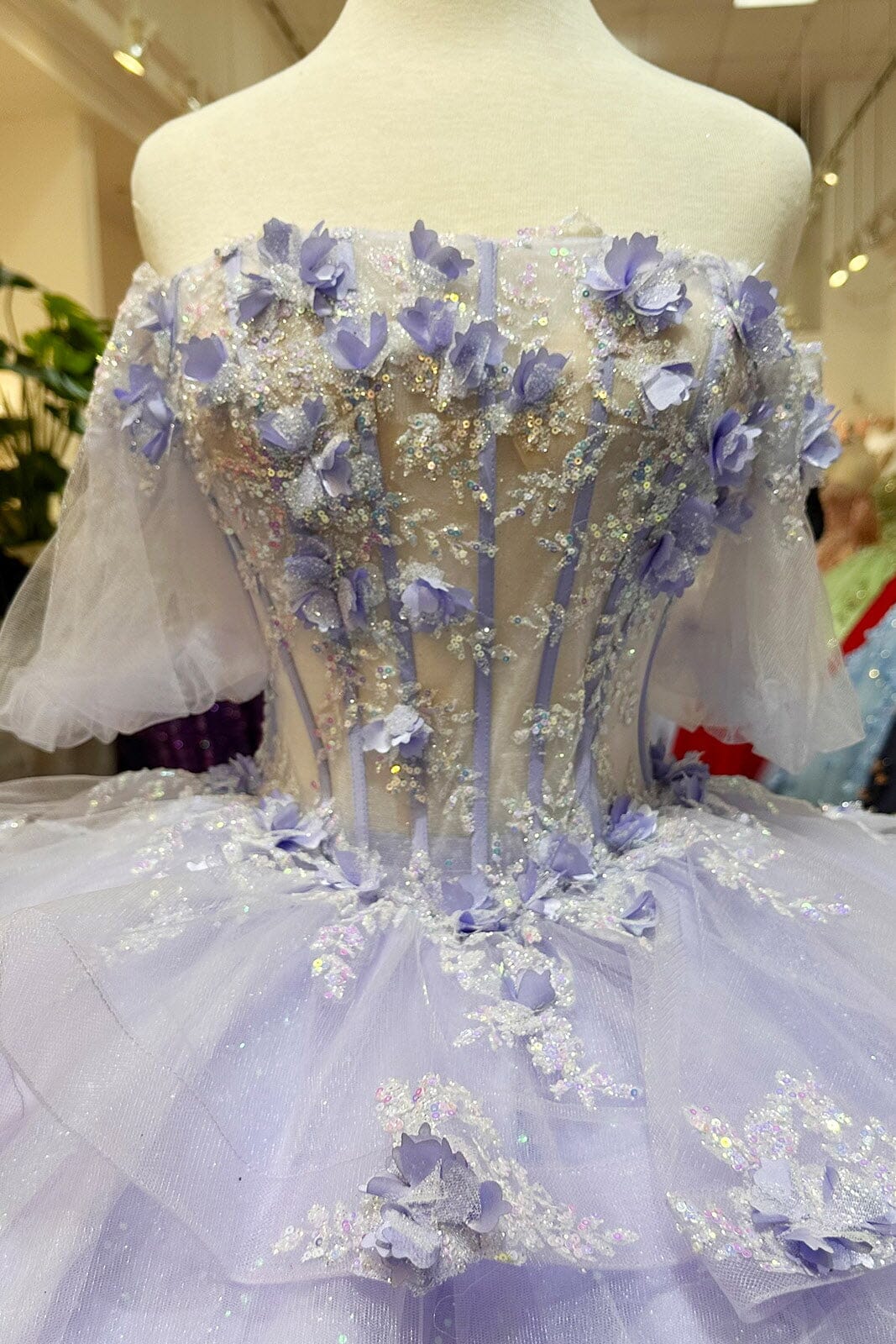 3D Floral Sheer Bodice Ball Gown by Elizabeth K GL3180 - product image 10