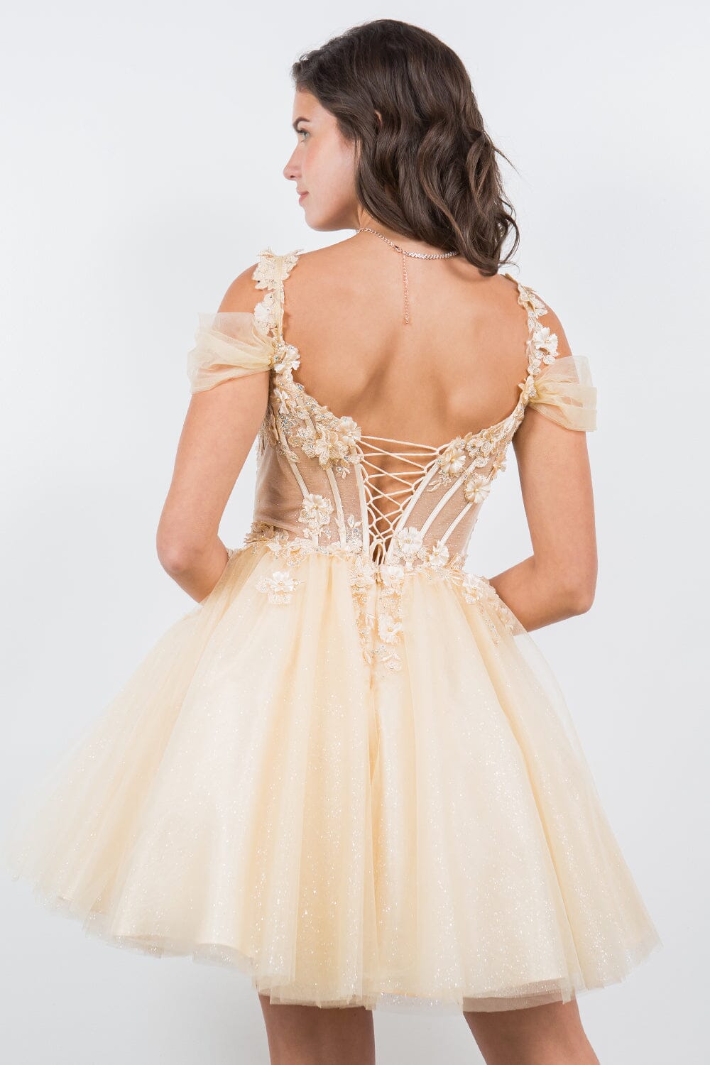 3D Floral Short Cold Shoulder Dress by Cinderella Couture 5134J - product image 17