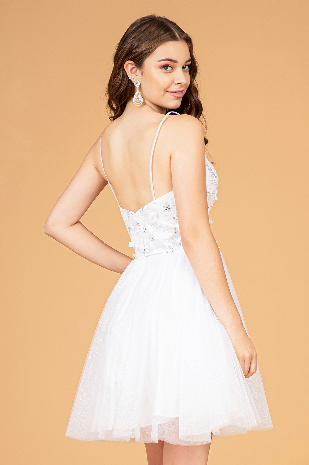 3D Floral Short Glitter Cape Dress by Elizabeth K GS3089 - product image 6