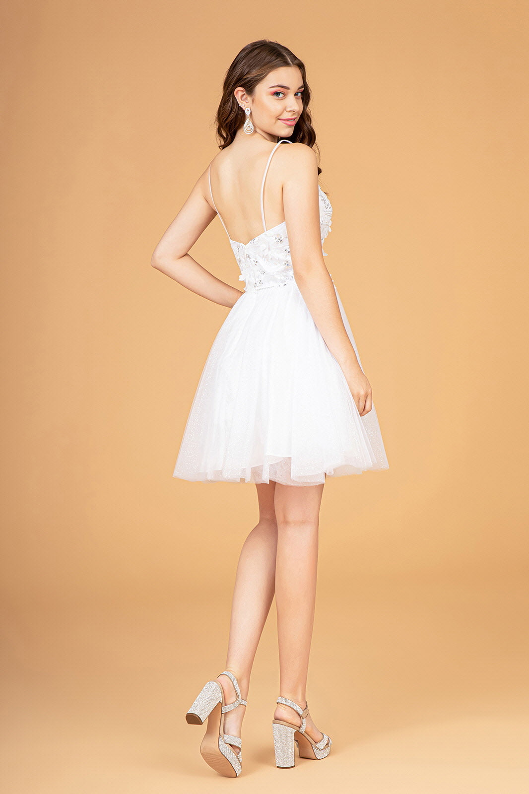 3D Floral Short Glitter Cape Dress by Elizabeth K GS3089 - product image 9